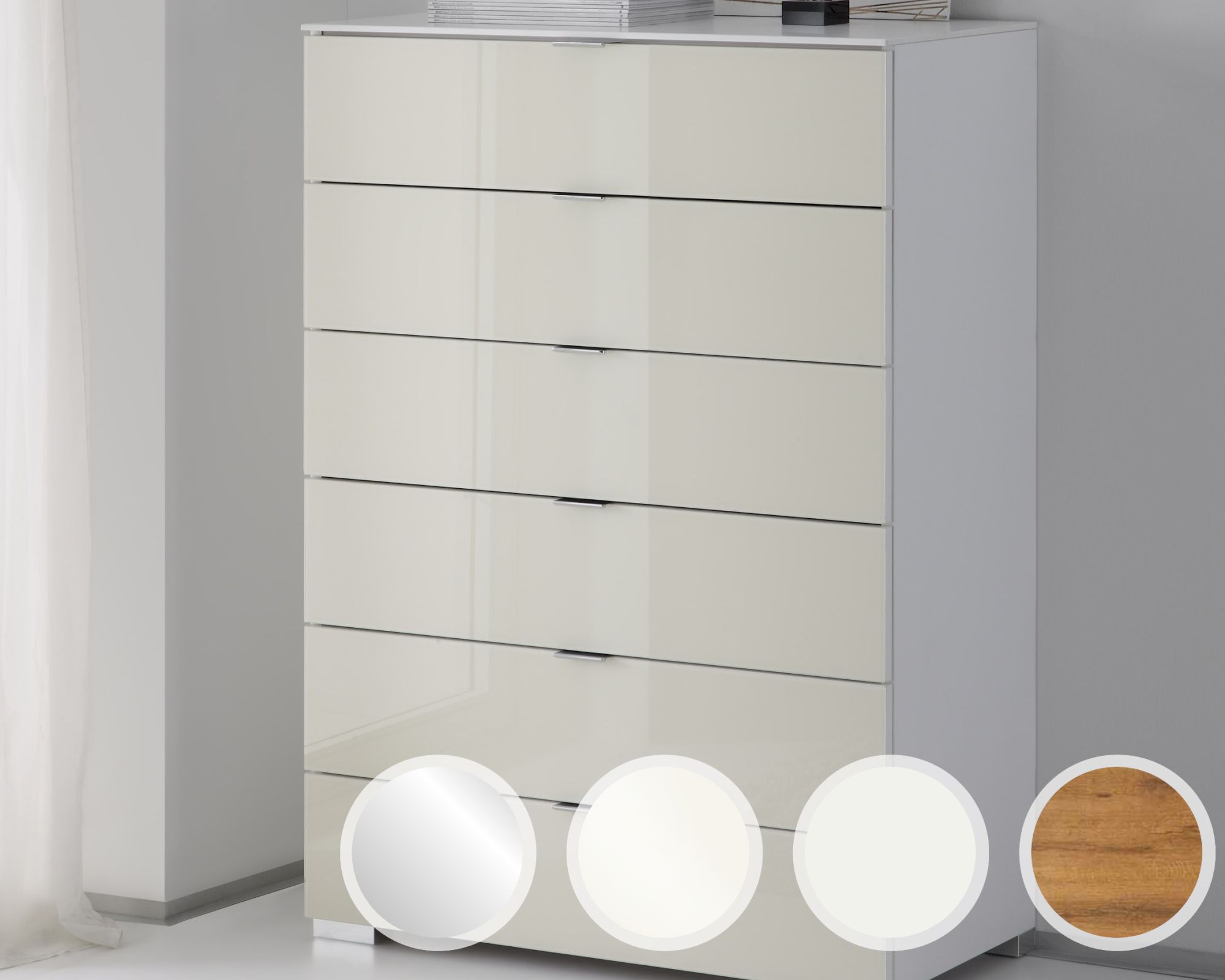 Staud »Sonate« Kommode 6SK Weiss / Alpinweissglas / Weiss