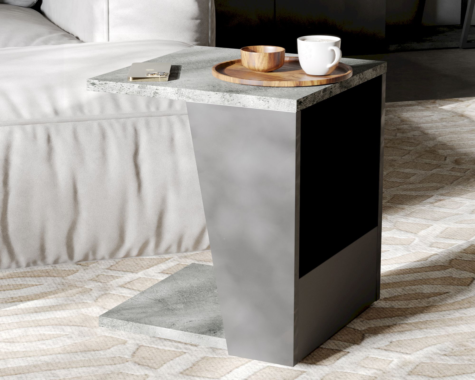 TemaHome »Albi« Beistelltisch Schwarz mit Concrete 40x46x40 cm
