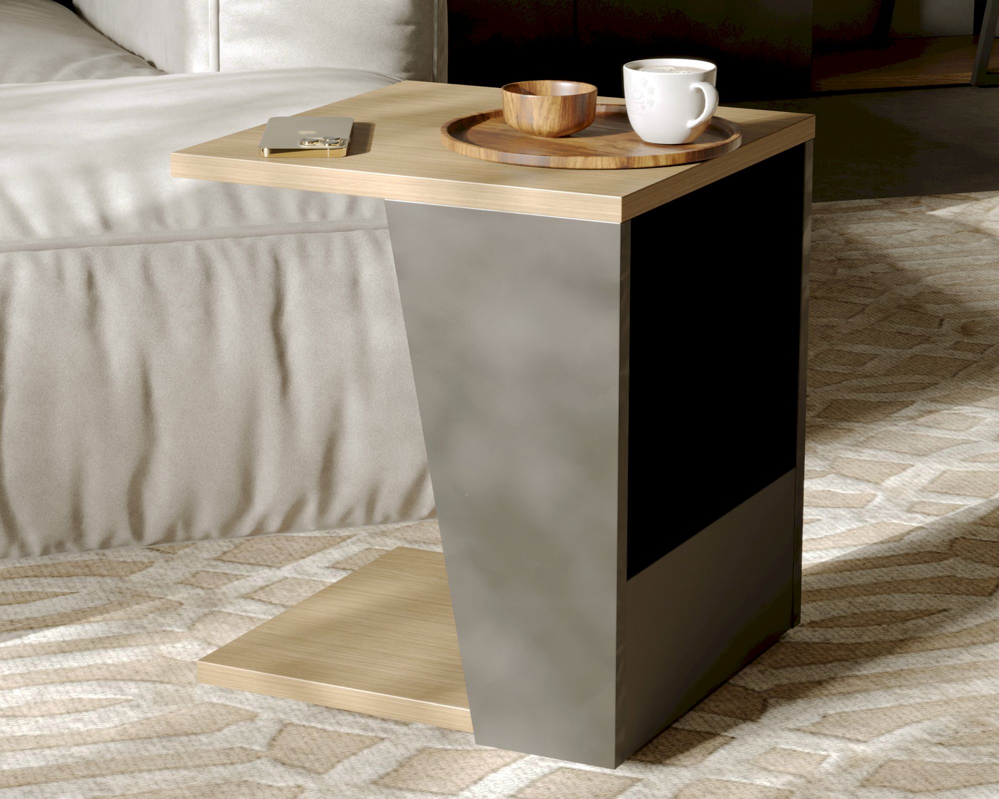 TemaHome »Albi« Beistelltisch Schwarz mit Eiche 40x46x40 cm
