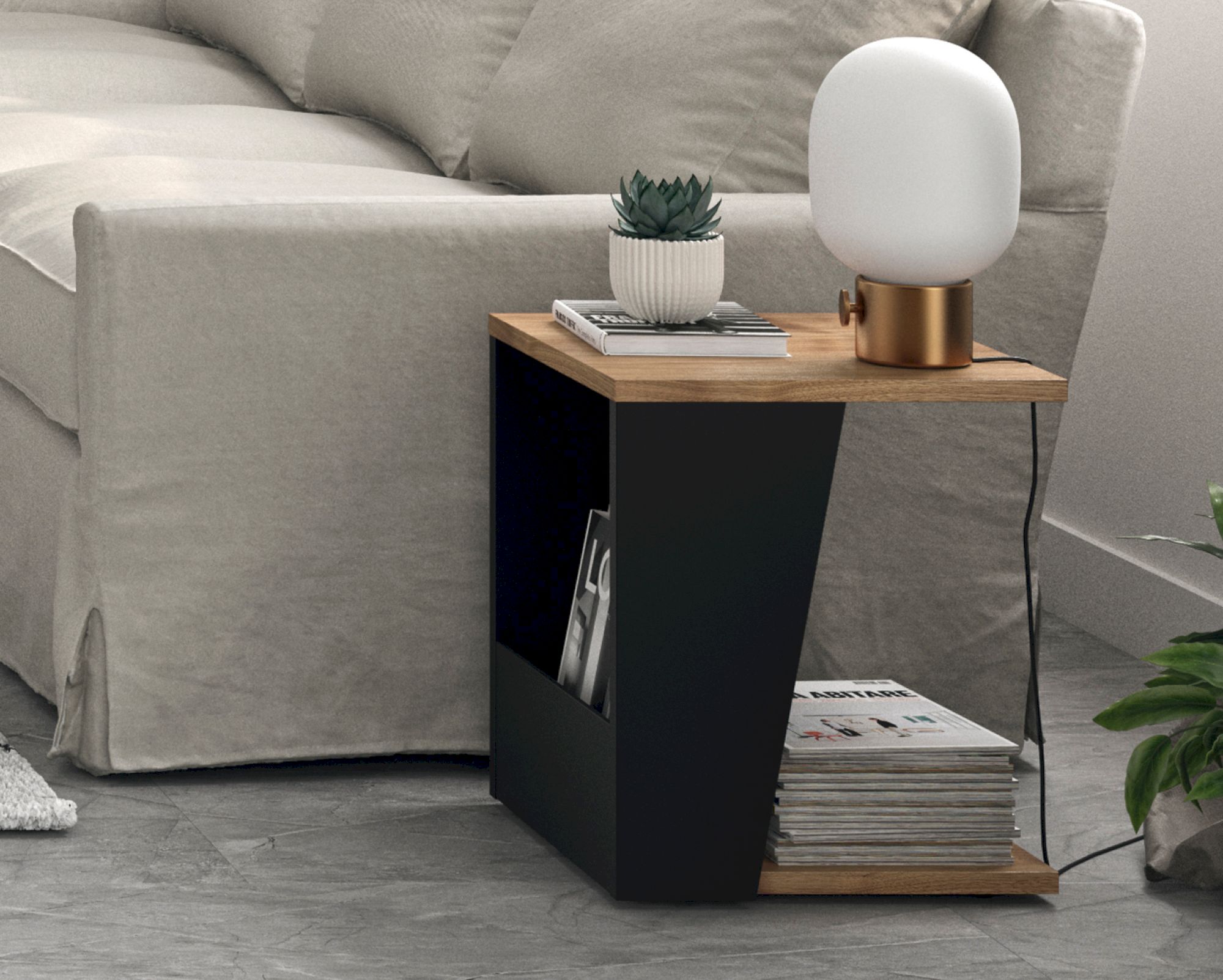 TemaHome »Albi« Beistelltisch Schwarz mit Walnuss 40x46x40 cm