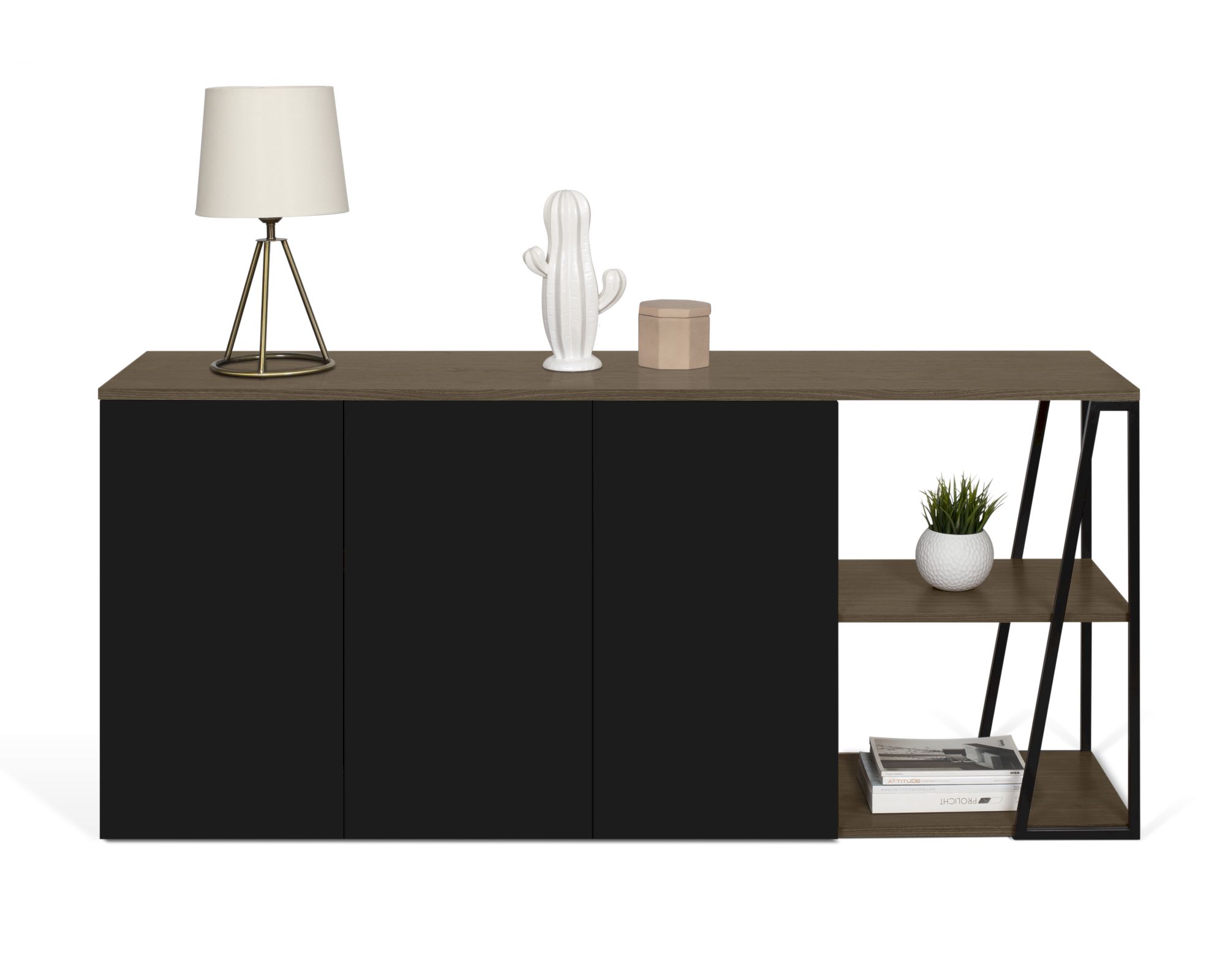 TemaHome »Albi« Kommode Schwarz mit Walnuss 190x80x45 cm