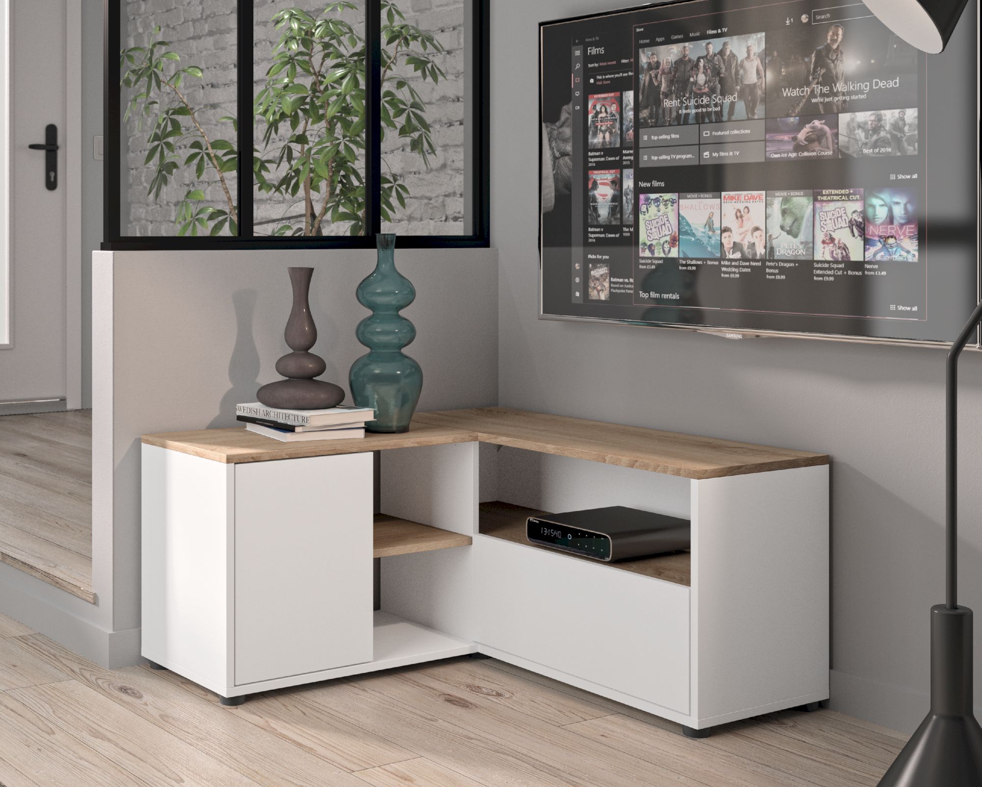 TemaHome »Angle« TV-Schrank 90 Weiß mit Eiche 90x45x90 cm