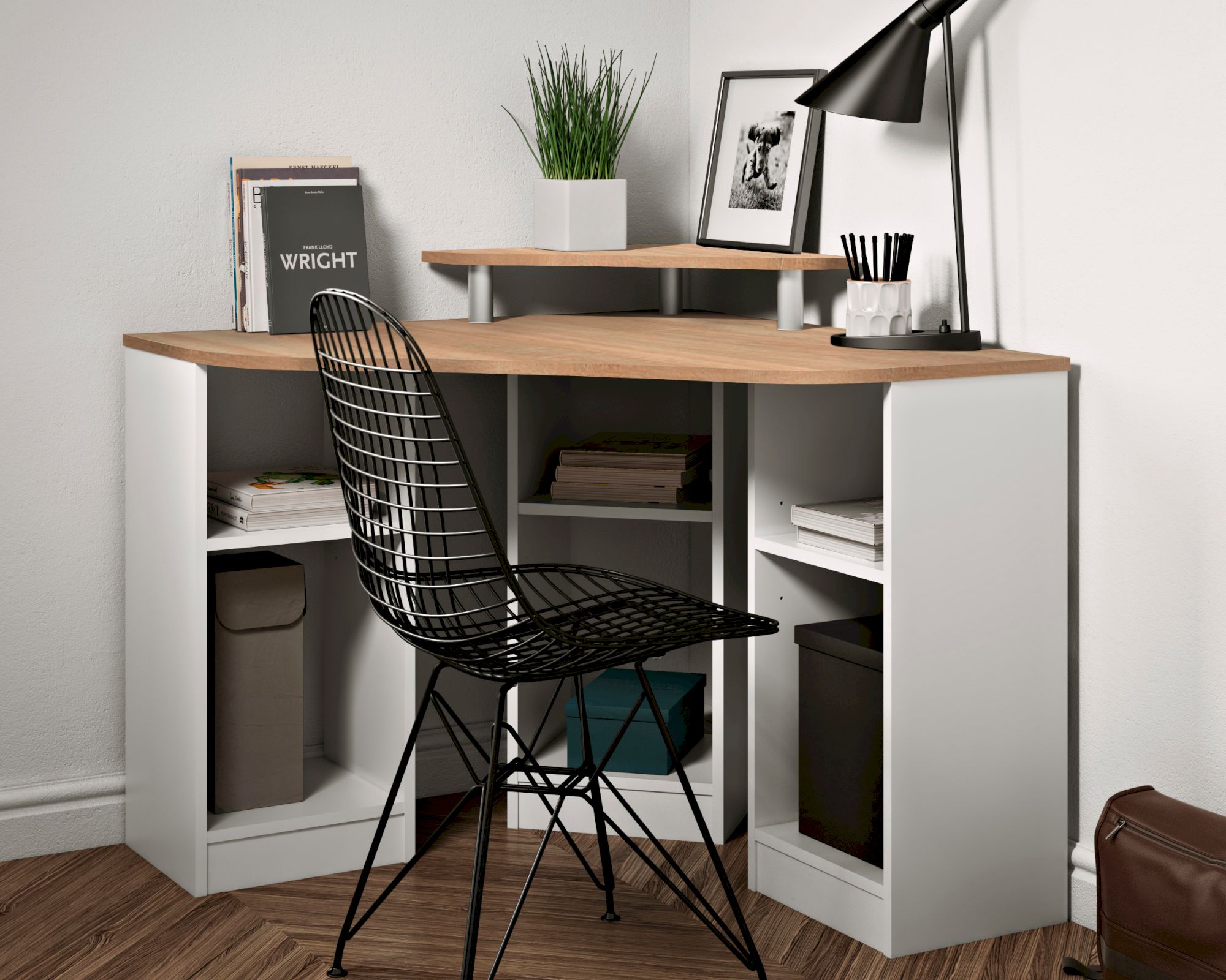 TemaHome »Corner« Schreibtisch Weiß mit Eiche 82x94x94 cm