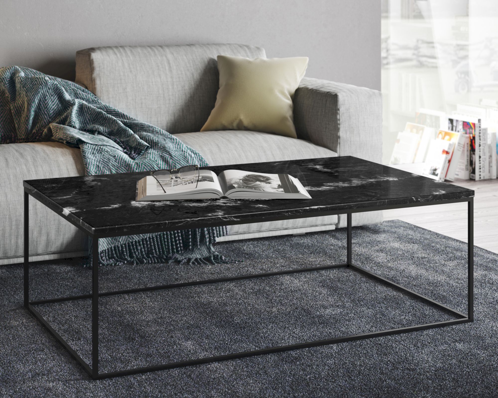 TemaHome »Gleam« Couch- und Beistelltisch Marmor Gleam 75 / Chrom / Marmor Schwarz