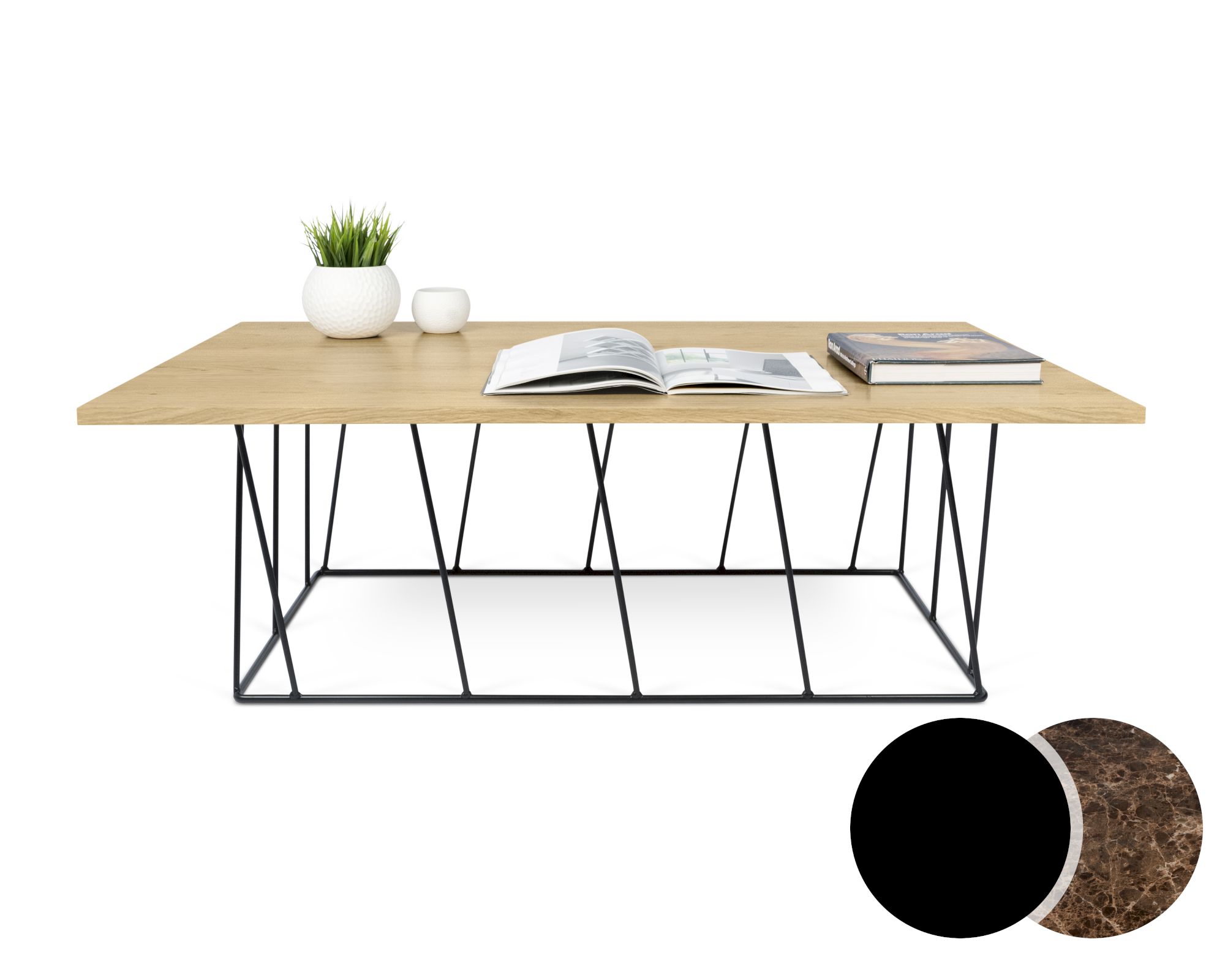 TemaHome »Helix« Couchtisch Helix 120 / Metall Schwarz / Marmor Braun