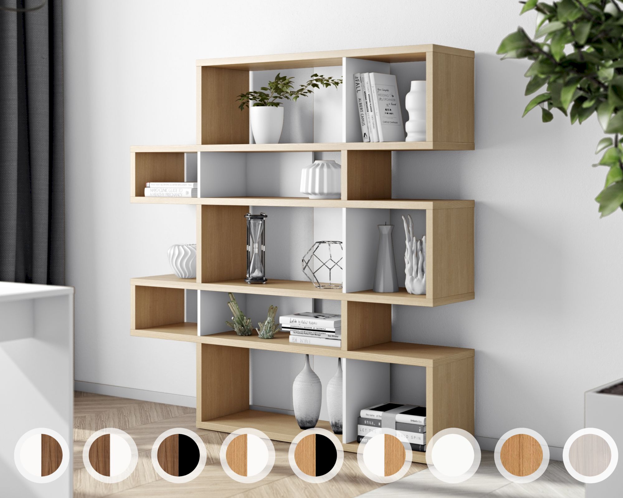 TemaHome »London« Regal II Weiß - Rückwand Eiche