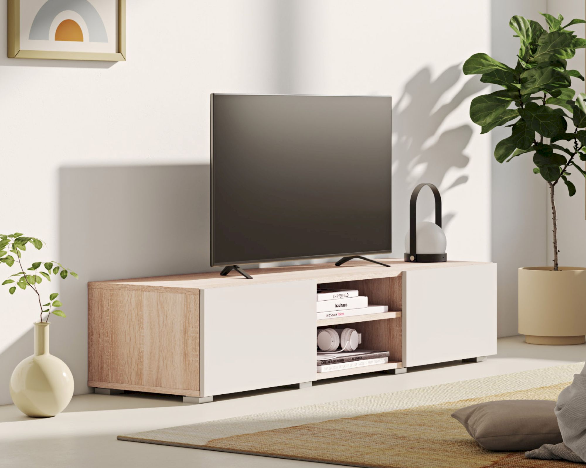 TemaHome »Podium« TV-Schrank 140 Eiche mit Beige 140x31x42 cm