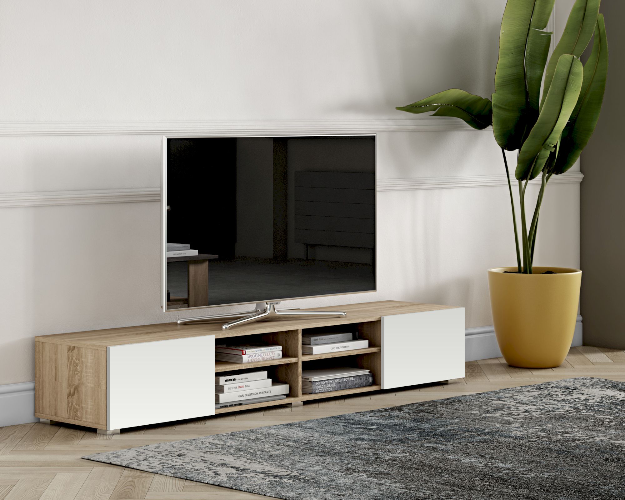 TemaHome »Podium« TV-Schrank 185 Eiche mit Weiß 185x31x42 cm
