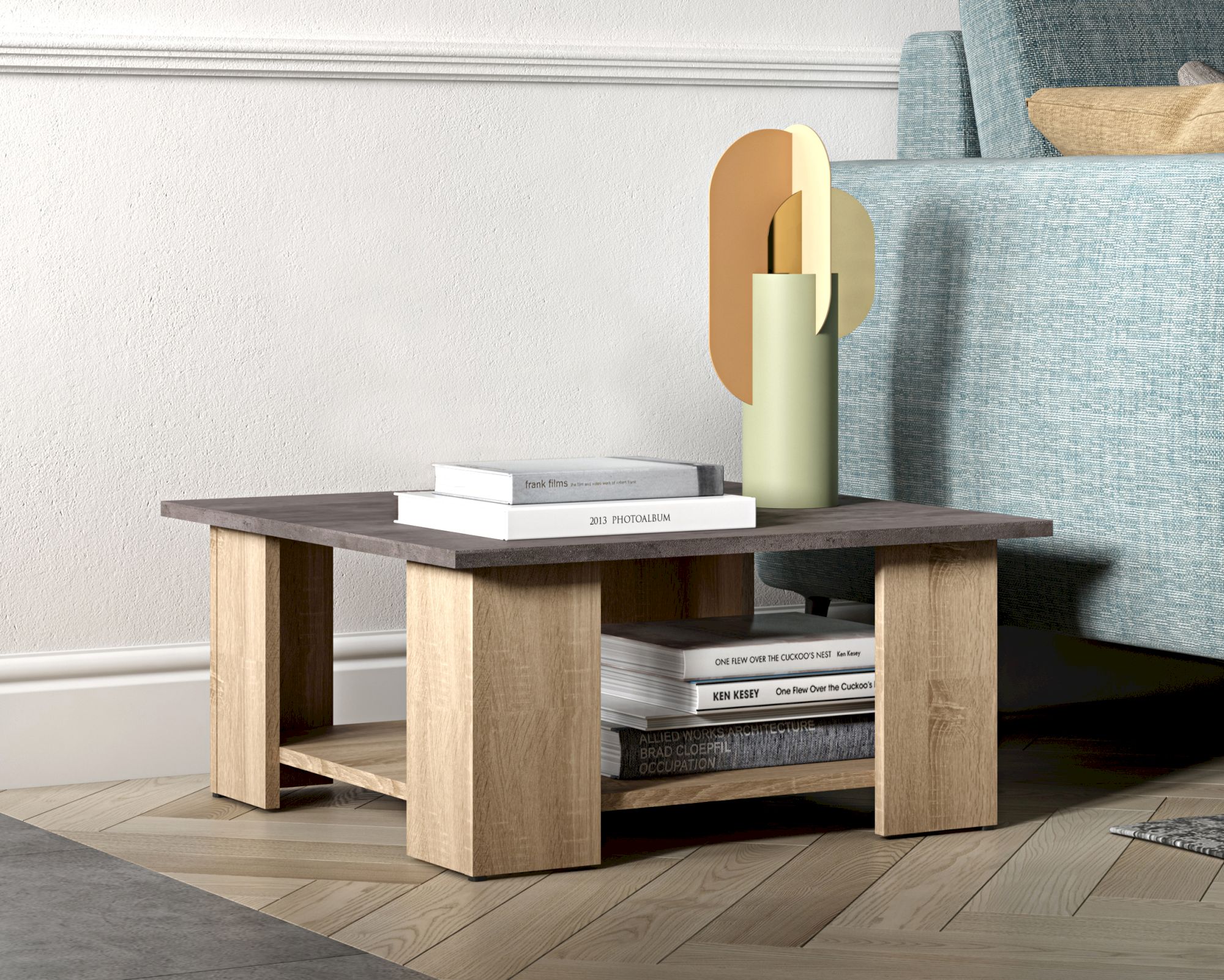 TemaHome »Square« Kaffeetisch Eiche mit Concrete 67x31x67 cm