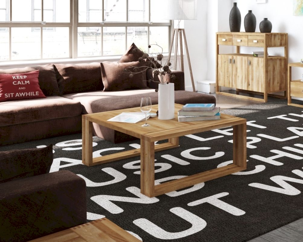 The Beds Minimal Massivholz Couchtisch 2107 / 80x80 cm / Kernbuche Nussbaum lackiert