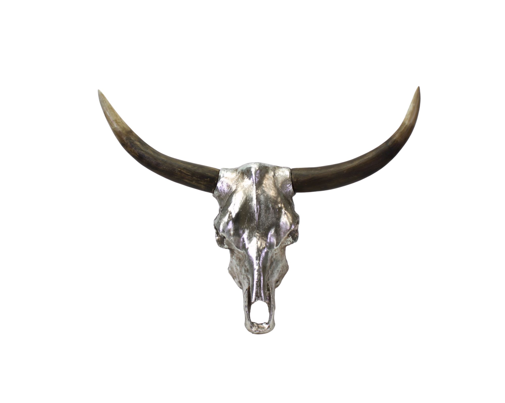 VOSS Design »Bullenhörner« Wand-Deko silber/braun 90x70 cm