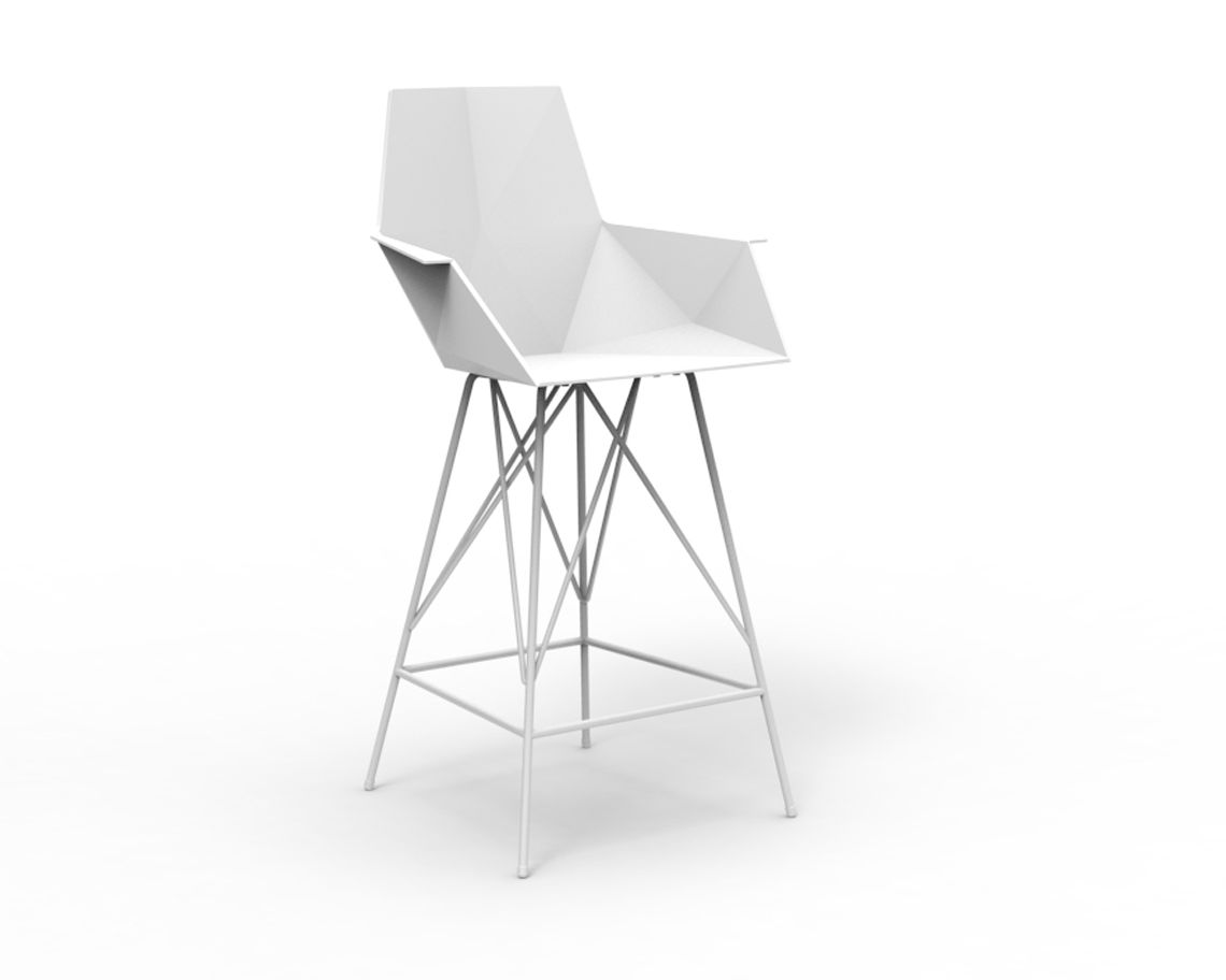 Vondom »FAZ« Outdoor Barhocker mit Armlehne Hoch 75 cm / B 57 x H 111 x T 51 cm / White