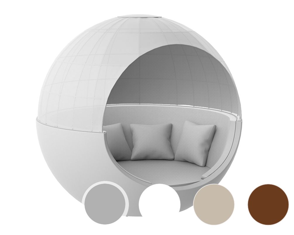 Vondom »ULM« Outdoor Mond Daybed Stoffdach White mit Bezug Silvertex White 4004 / Basic Matt / Sunvision Silver