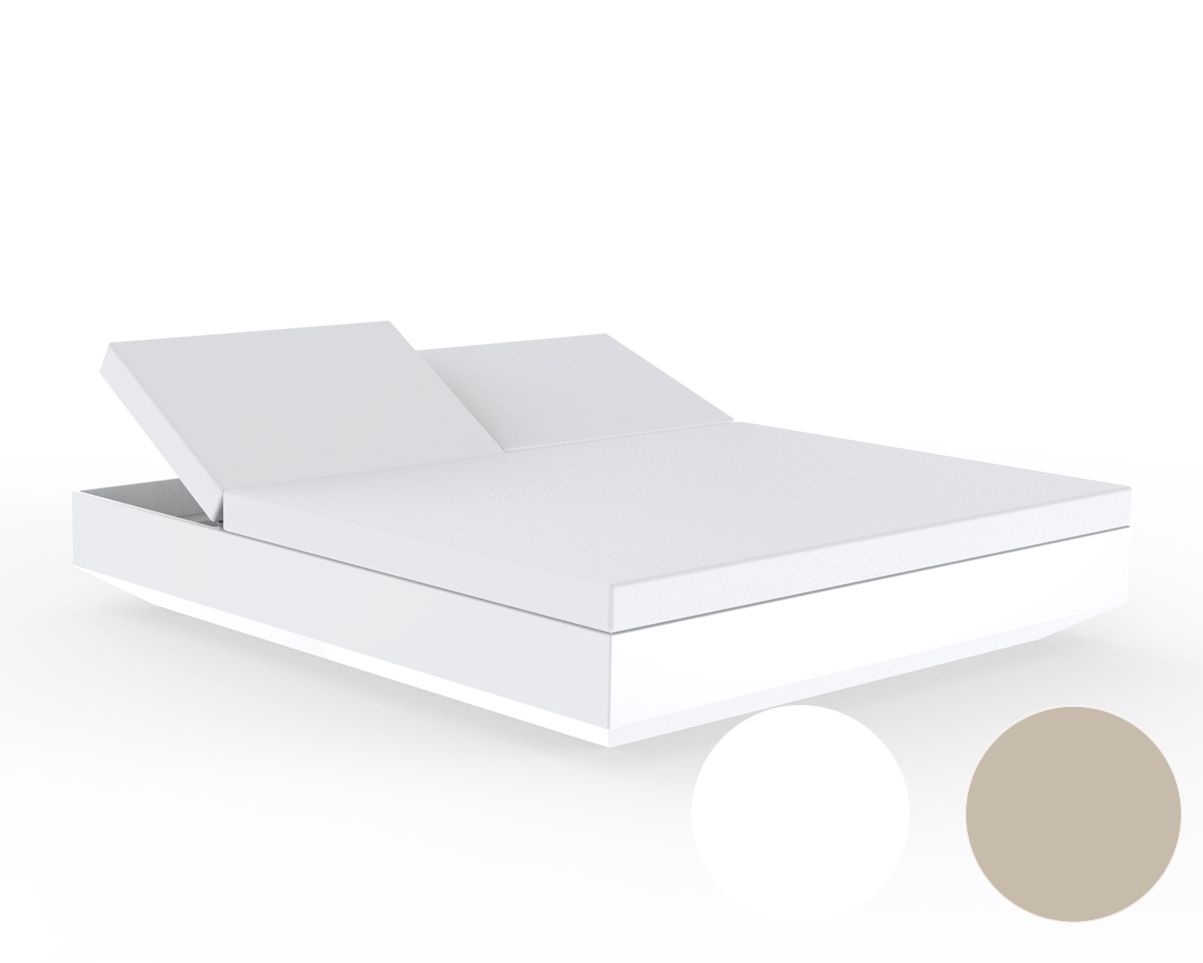 Vondom »VELA« Outdoor Daybed eckig mit 2 verstellbaren Rückenlehnen White mit Bezug Silvertex White 4004 / Basic Matt