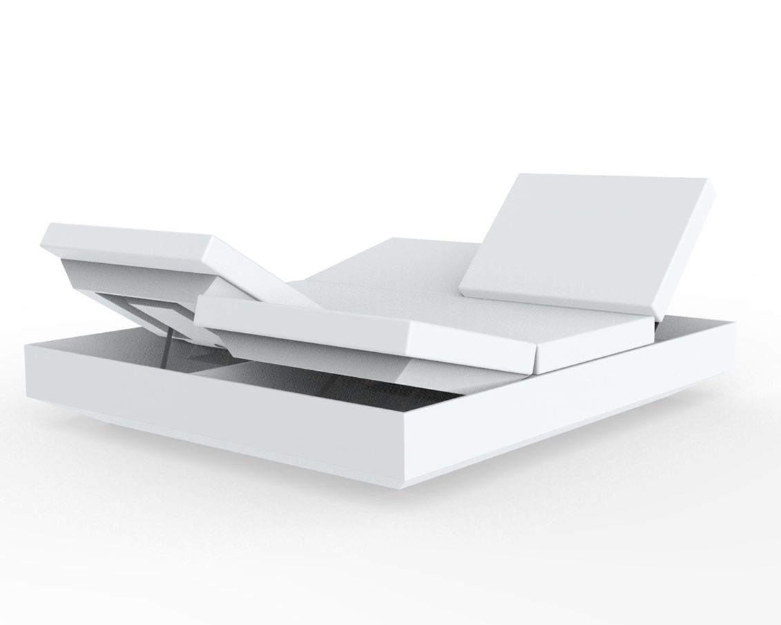 Vondom »VELA« Outdoor Daybed eckig mit 4 verstellbaren Rückenlehnen Basic matt / Steel mit Bezug Silvertex Steel 4001