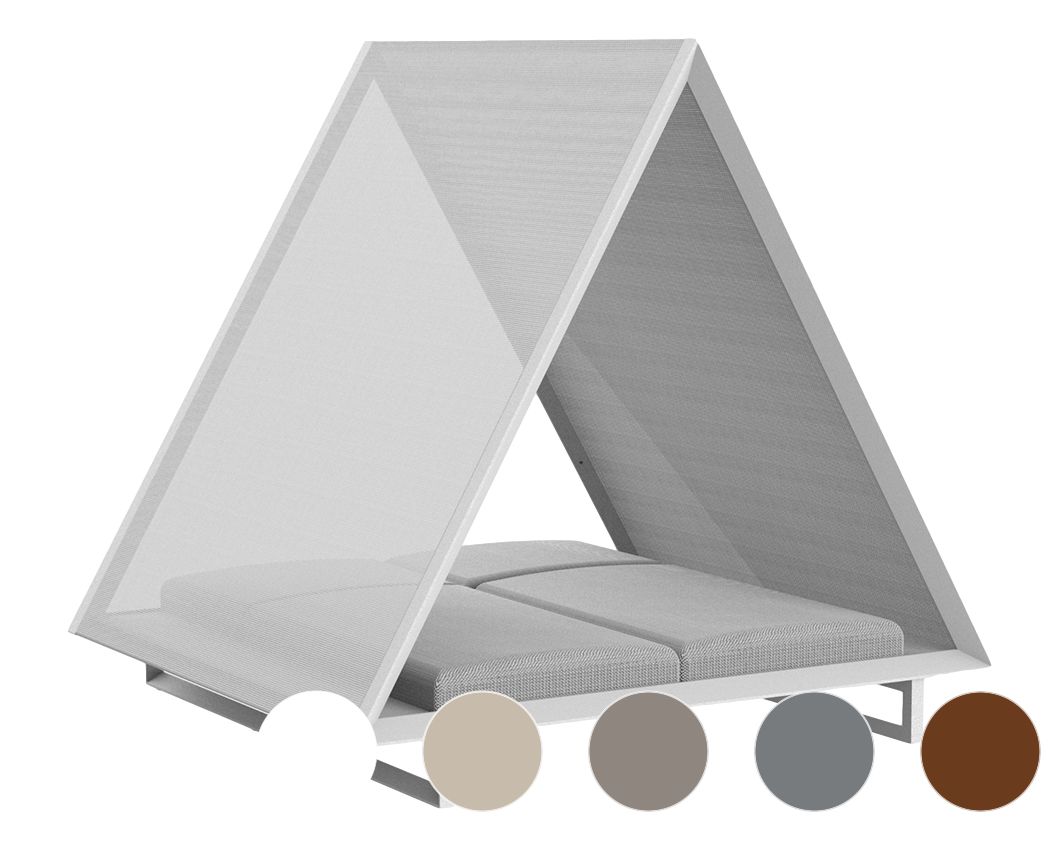 Vondom »VINEYARD« Outdoor Daybed Stoffdach Ecru mit Bezug Silvertex Ecru 0009 / Sunvision White
