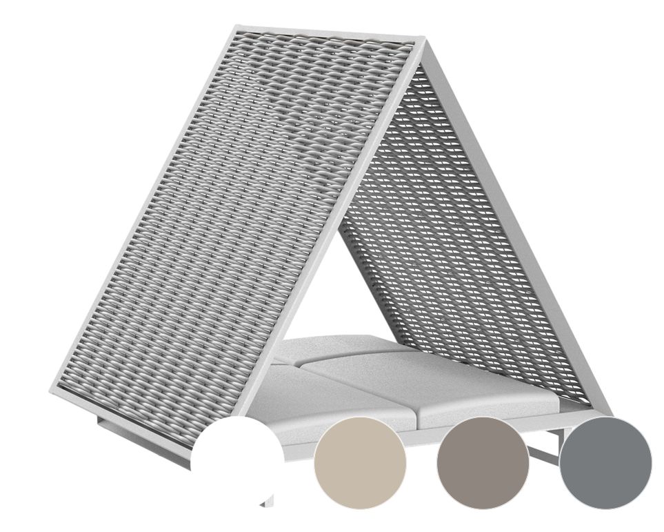 Vondom »VINEYARD« Outdoor Daybed gewebtes Seildach Steel mit Bezug Silvertex Steel 4001 / Dach Cordon Steel grau 1042
