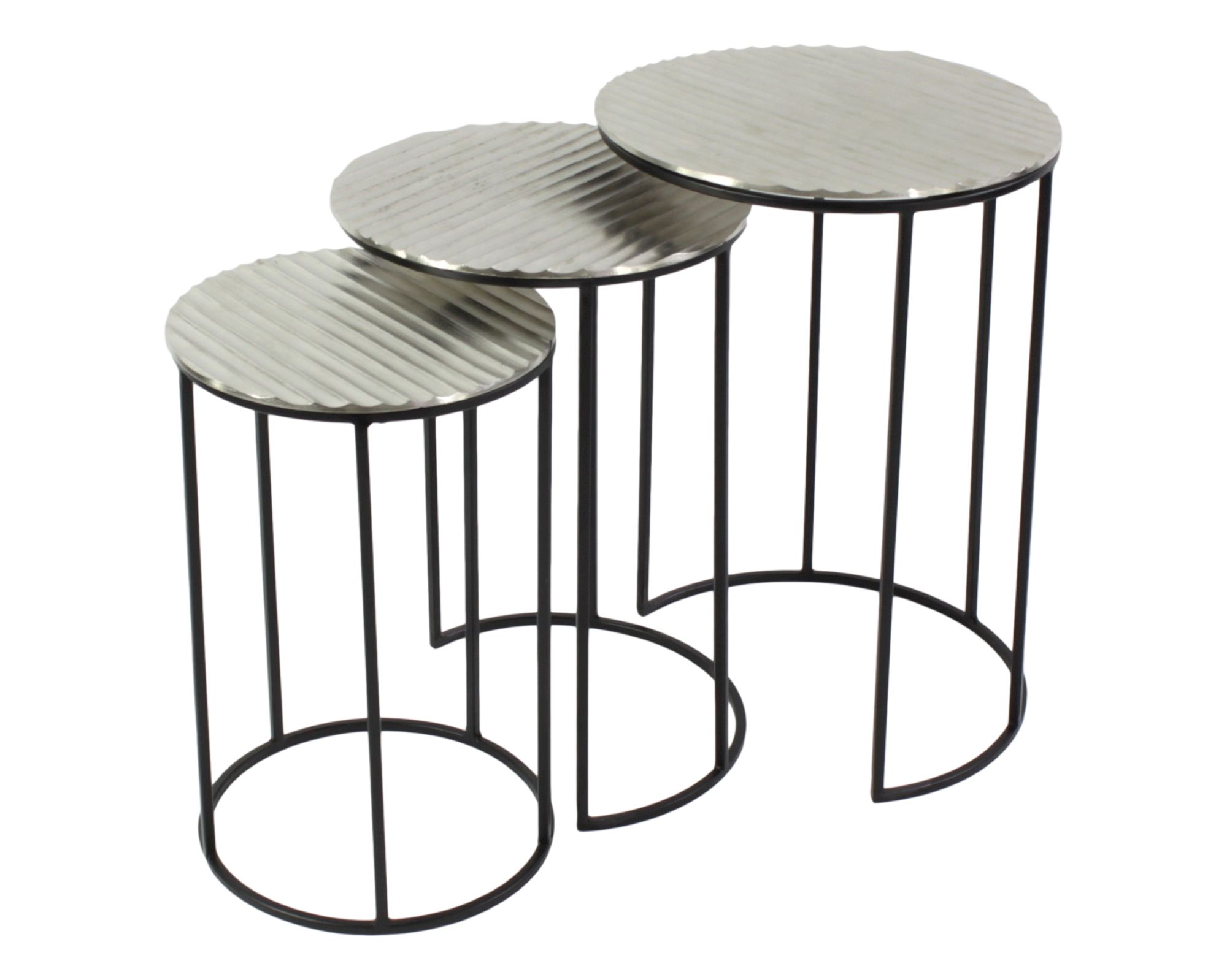 Voss Design »Round« Beistelltisch 3-tlg. Set silber/schwarz