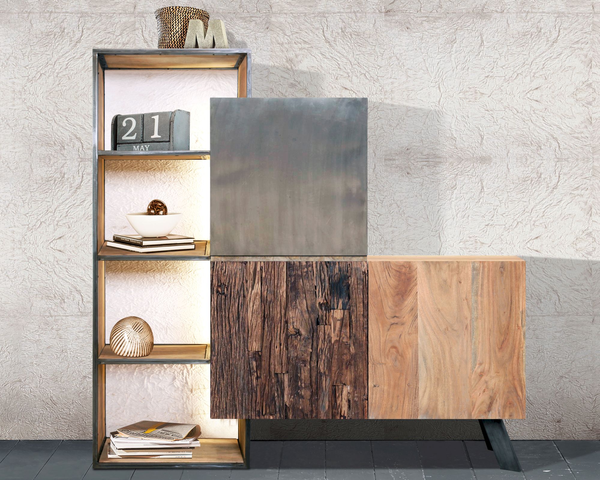 WOLFMÖBEL »City« Highboard 165x160x40 cm