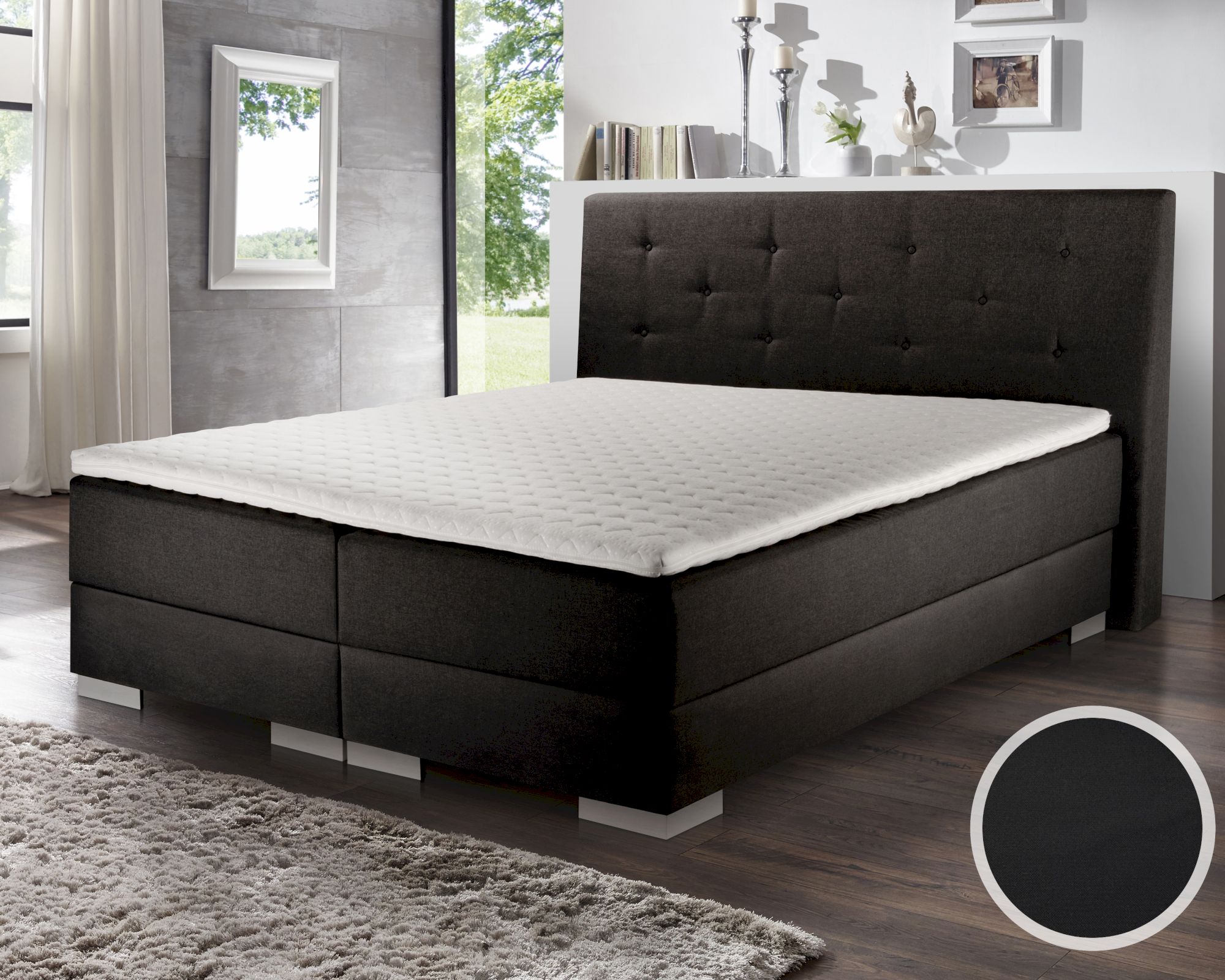 Winkle »Alberta« Boxspringbett 180x200 cm / 9417 schwarz / H3