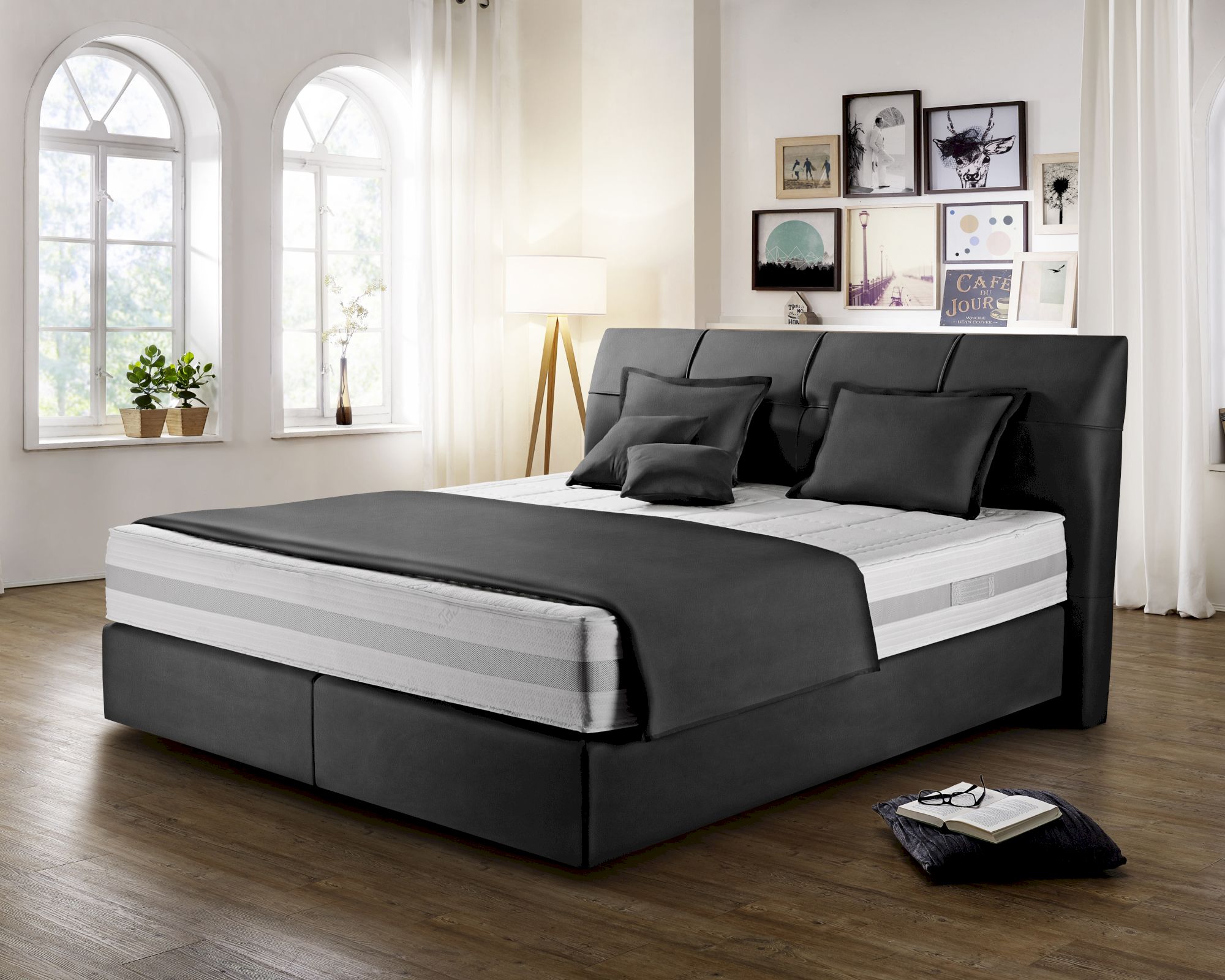 Winkle »Mallawi« Boxspringbett 200x200 cm / 9704 Anthrazit / H2/H3