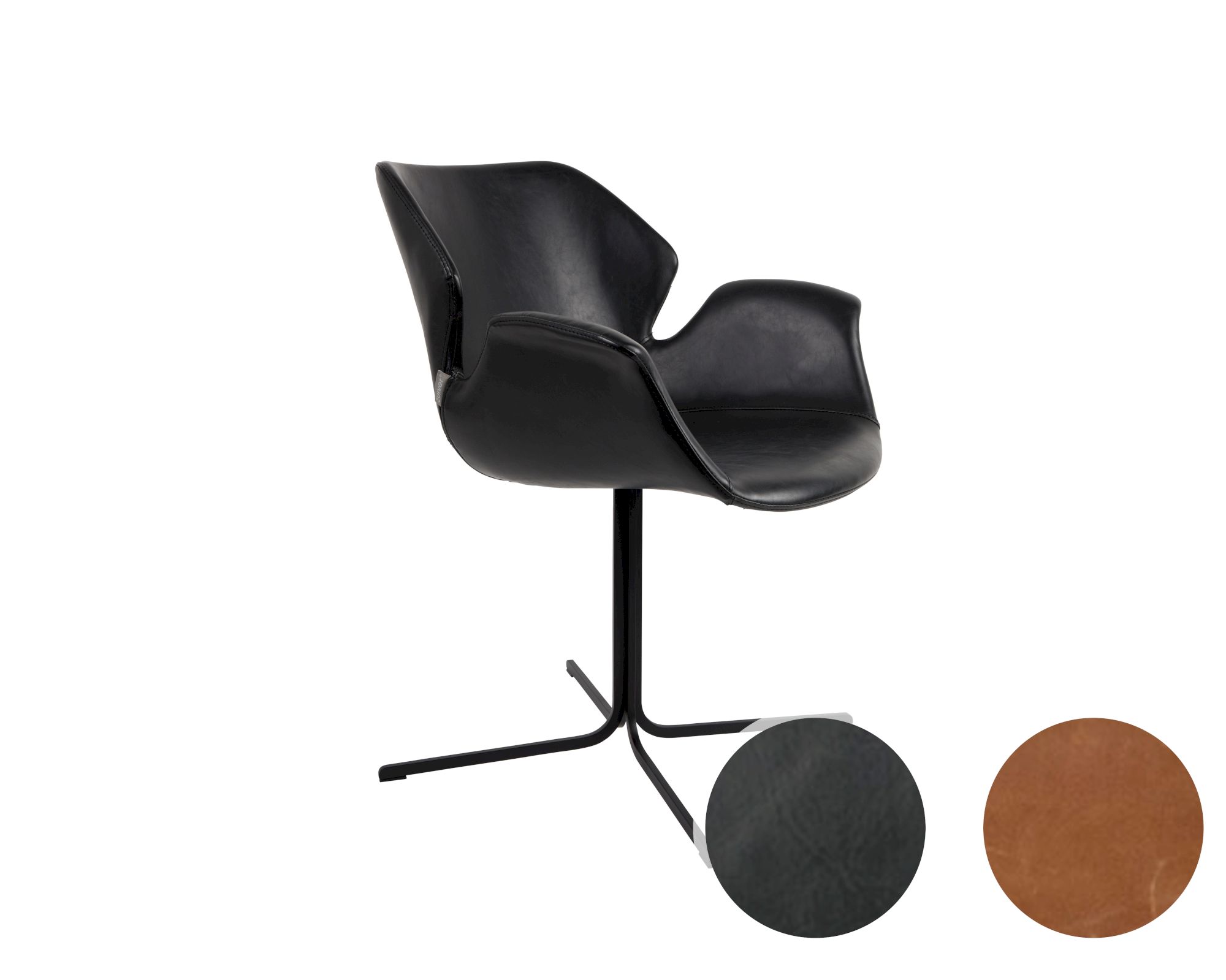 Zuiver Designer-Stuhl Nikki Braun/Grau, PU-Leder/Stoff