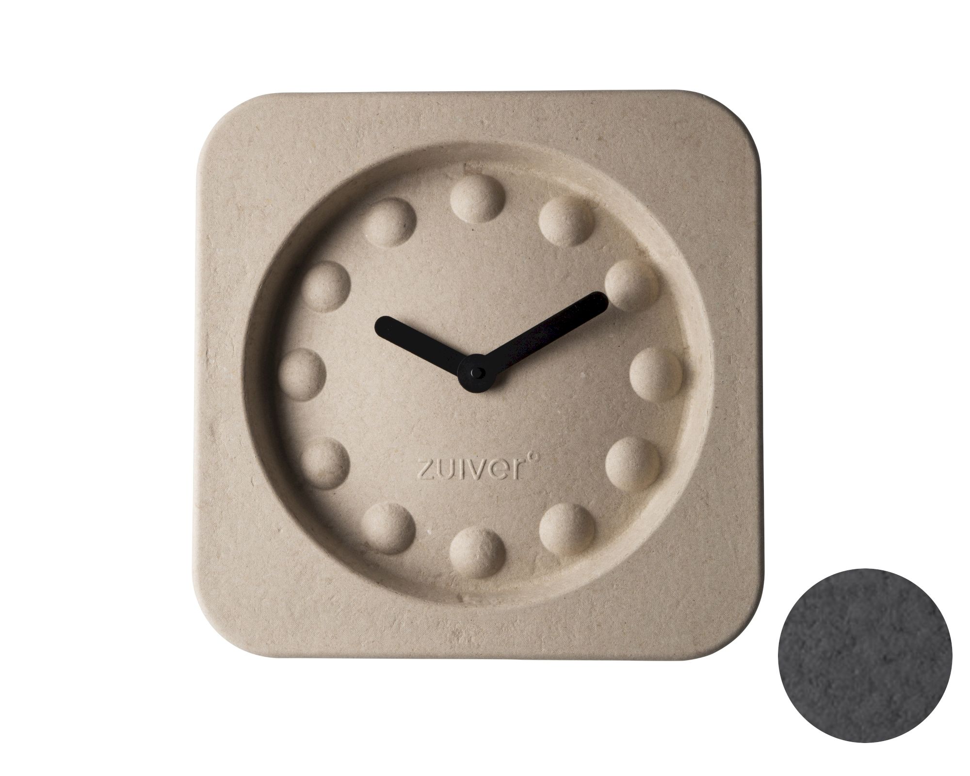 Zuiver Wanduhr Pulp Time square Schwarz / 36x36x7 cm