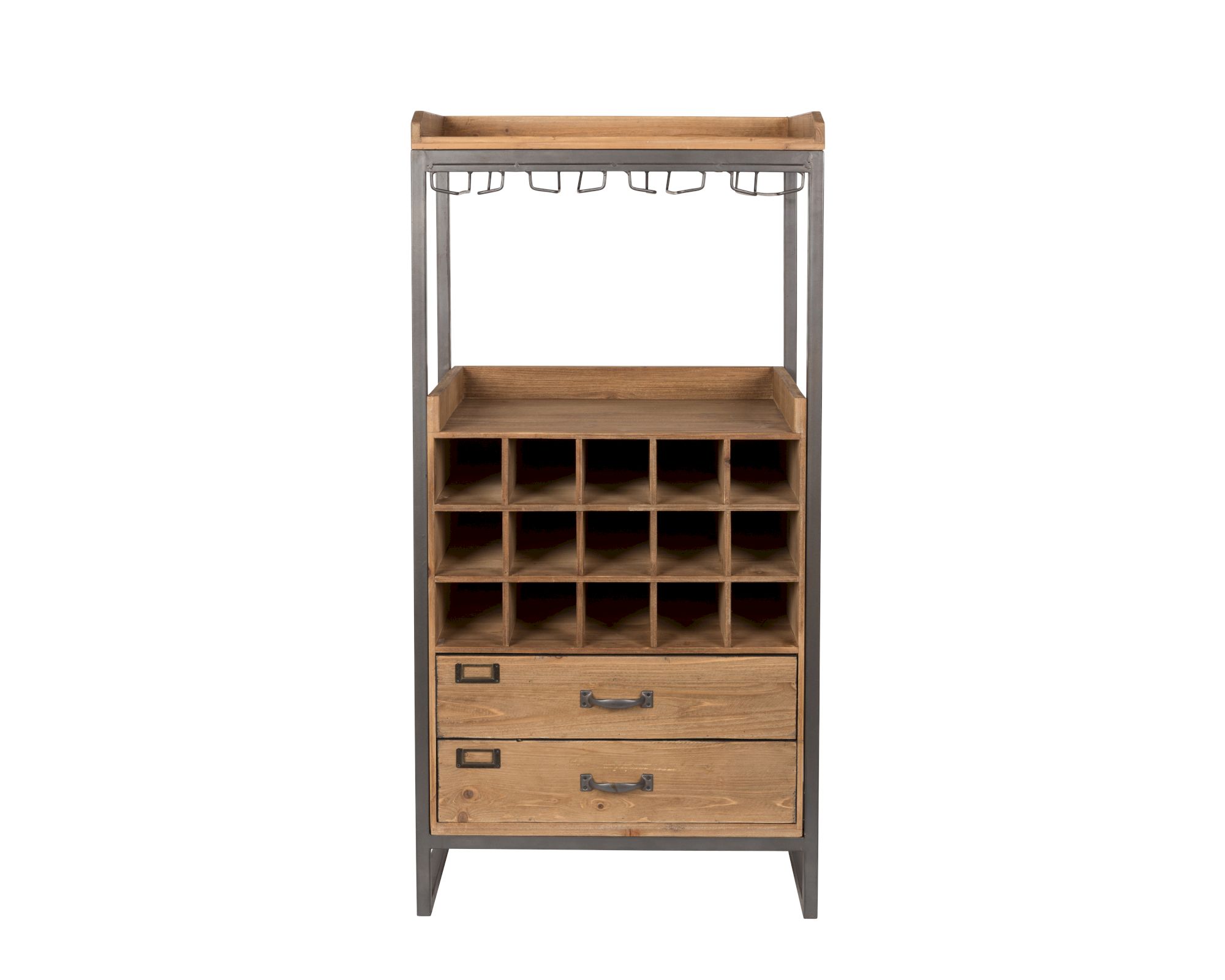 designline »Edgar« Weinregal 2 Schubfächer, 15 Flaschen-Ablagen, 4 Glas-Schienen