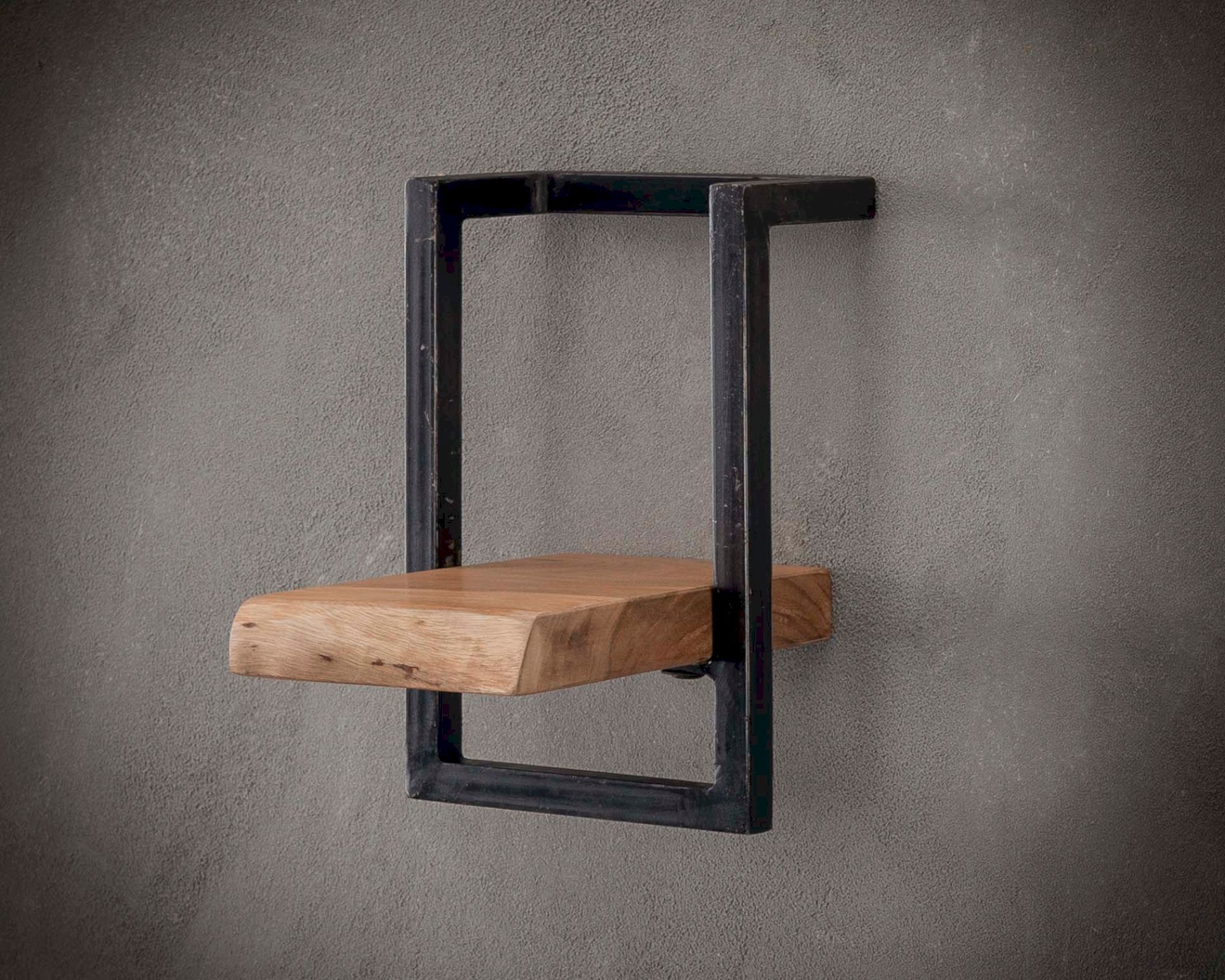 designline »Edge« Massivholz Wandregal Metall/Akazie II 20x30x25 cm