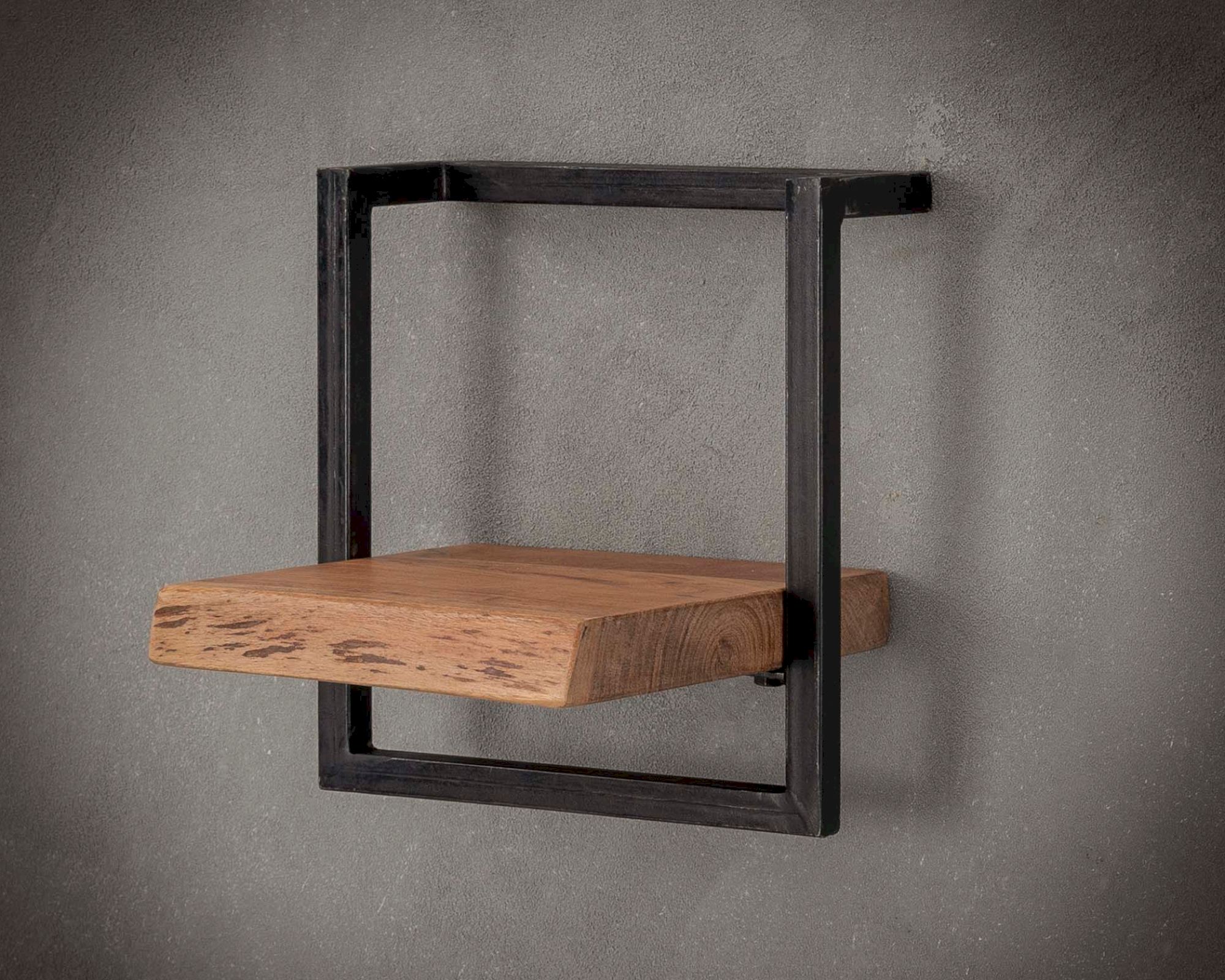 designline »Edge« Massivholz Wandregal Metall/Akazie IV 30x30x25 cm