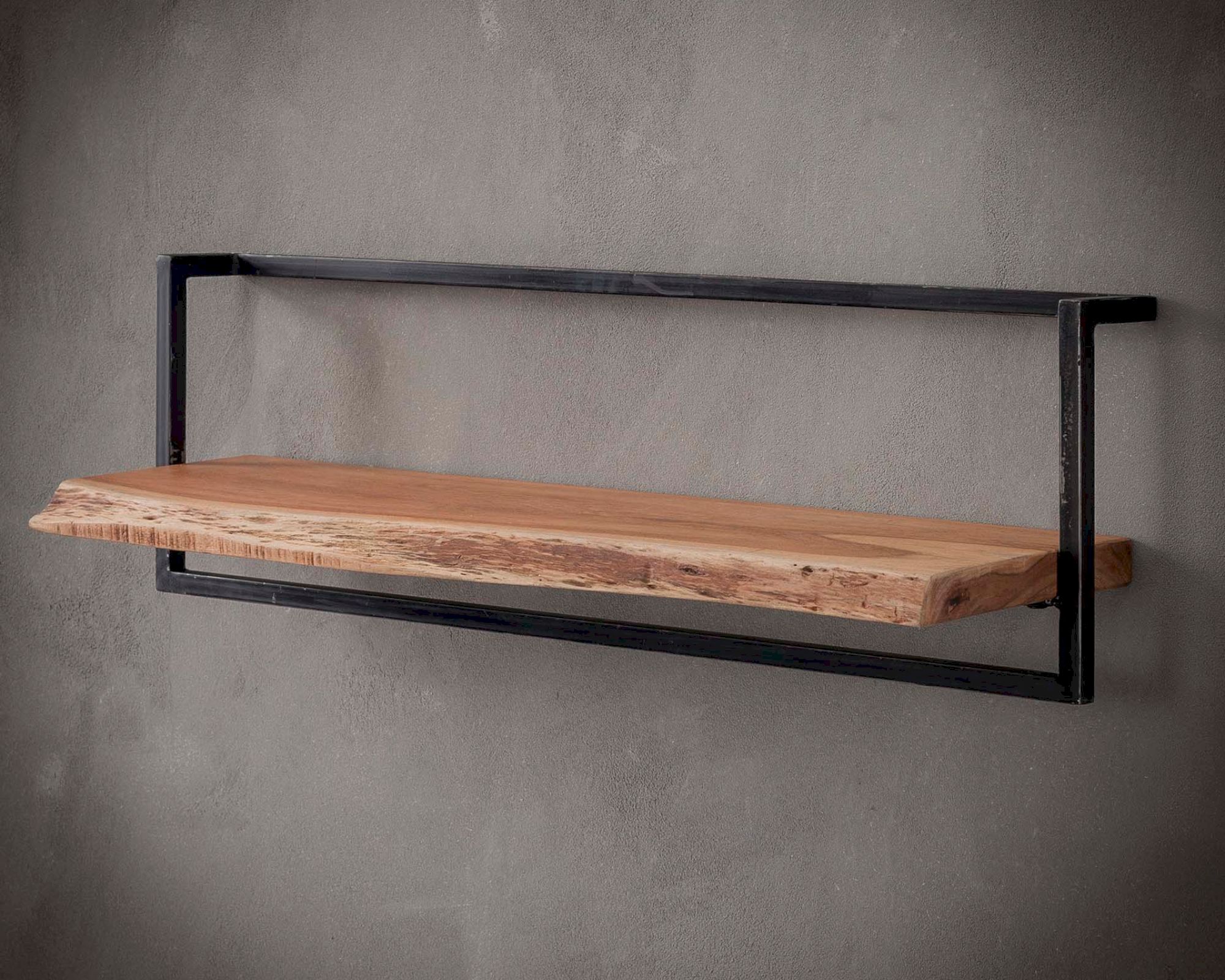 designline »Edge« Massivholz Wandregal Metall/Akazie I 100x30x25 cm
