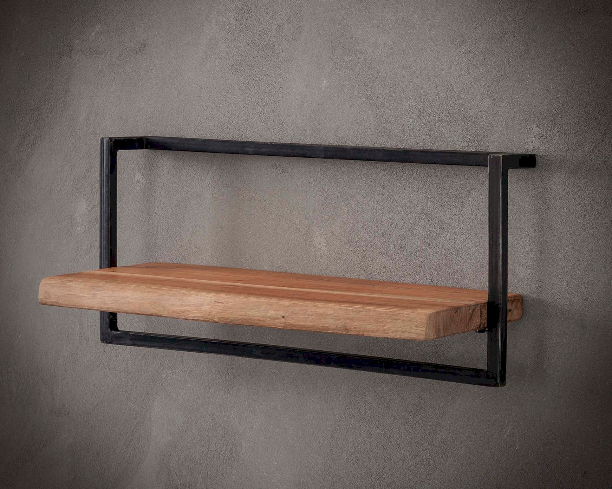 designline »Edge« Massivholz Wandregal Metall/Akazie VII 65x30x25 cm