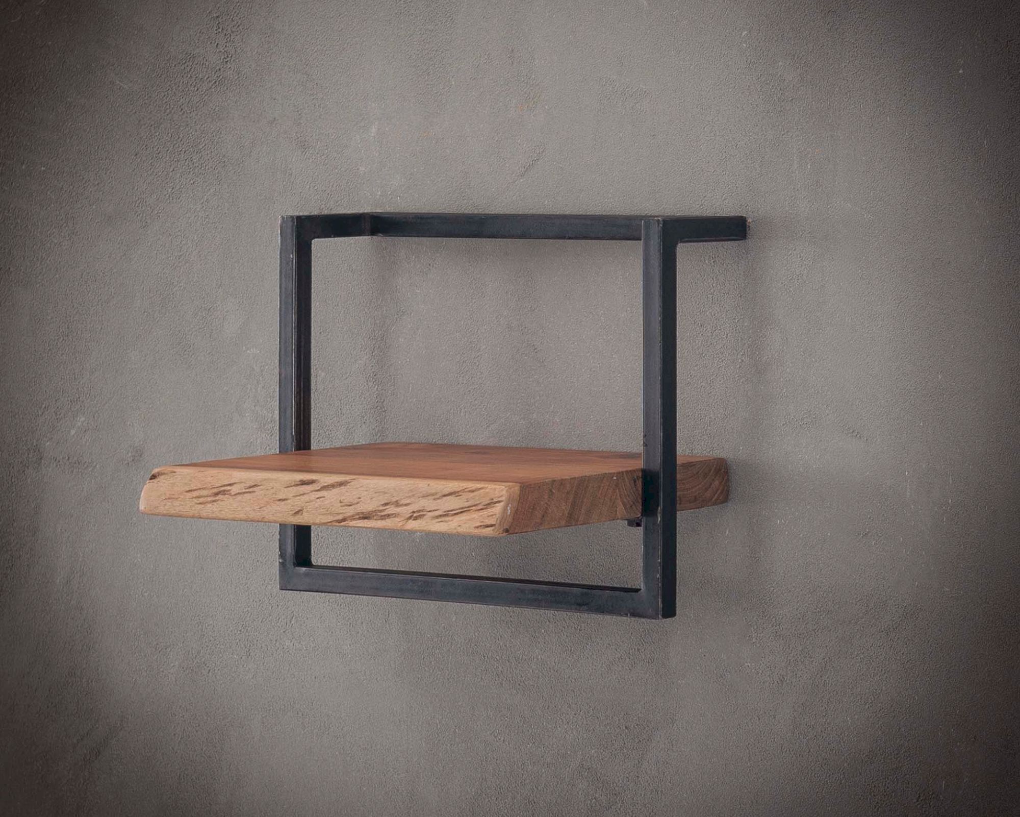designline »Edge« Massivholz Wandregal Metall/Akazie VI 40x30x25 cm