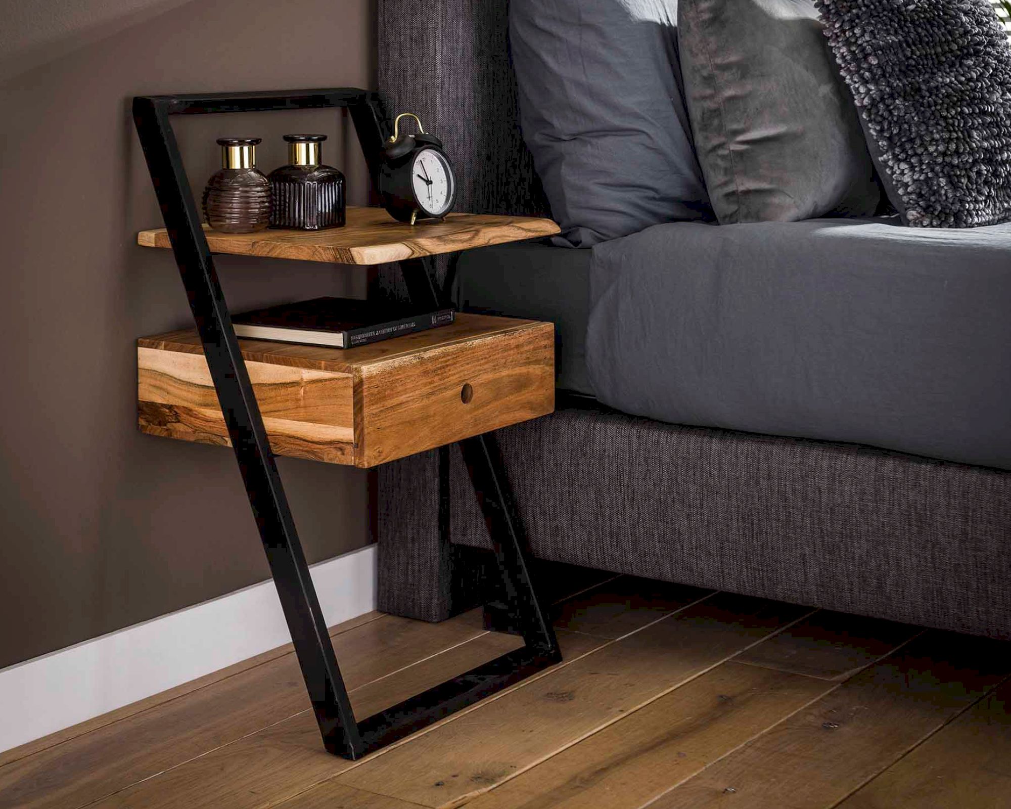 designline »Lean« Massivholz Nachttisch 45x77x35 cm
