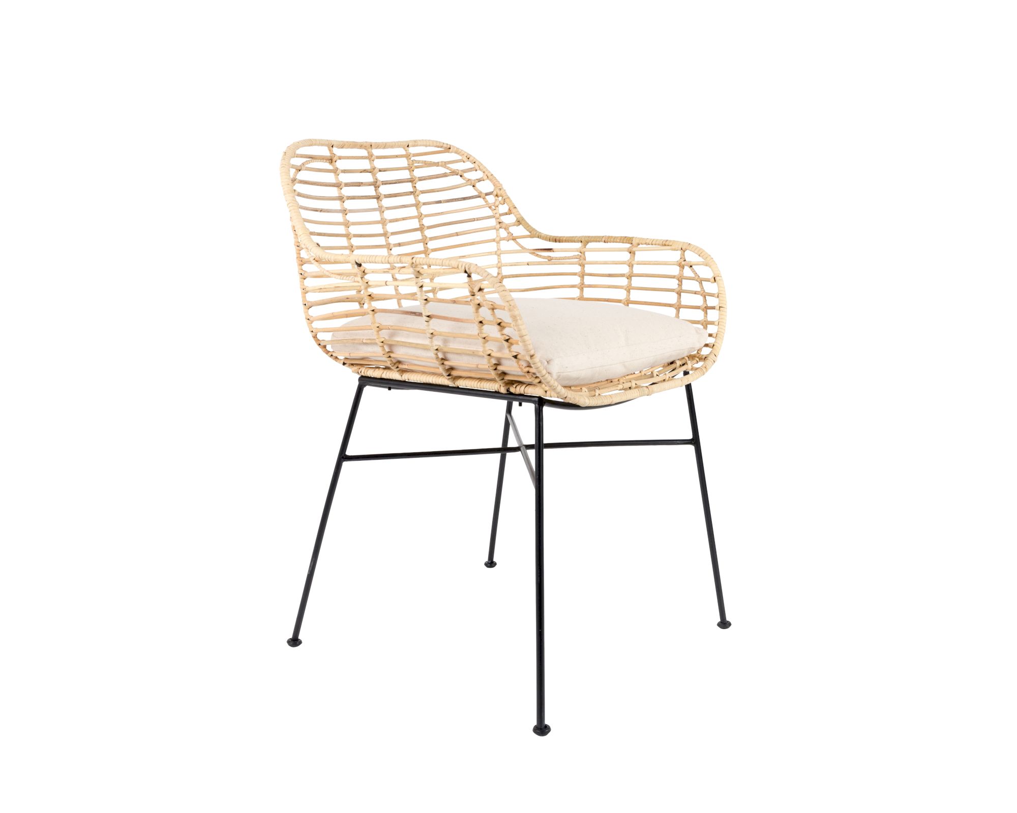 designline Rattan-Stuhl Tiger mit Armlehne inkl. SItzkissen