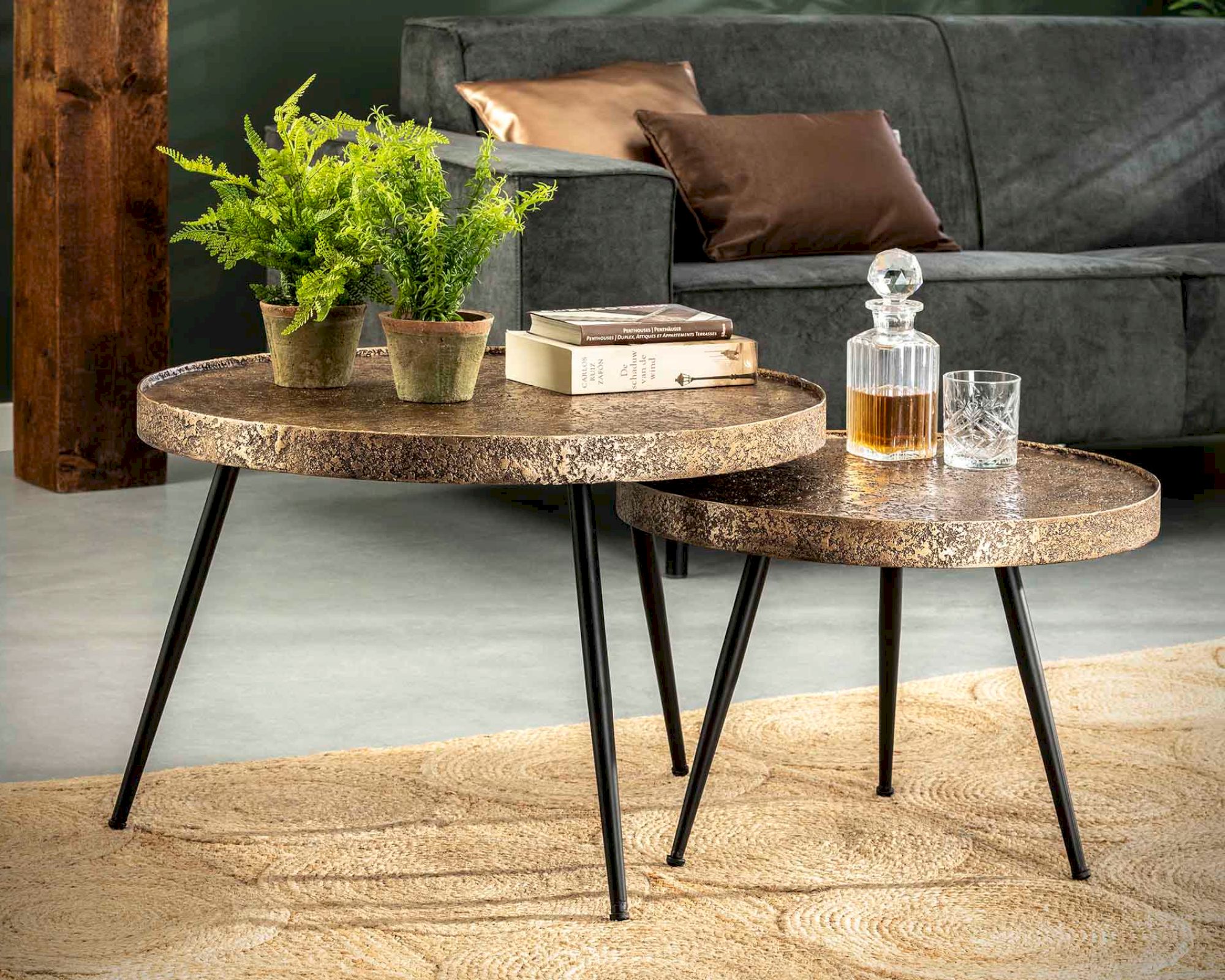 designline »Salo« Couchtisch 2er-Set antike bronze