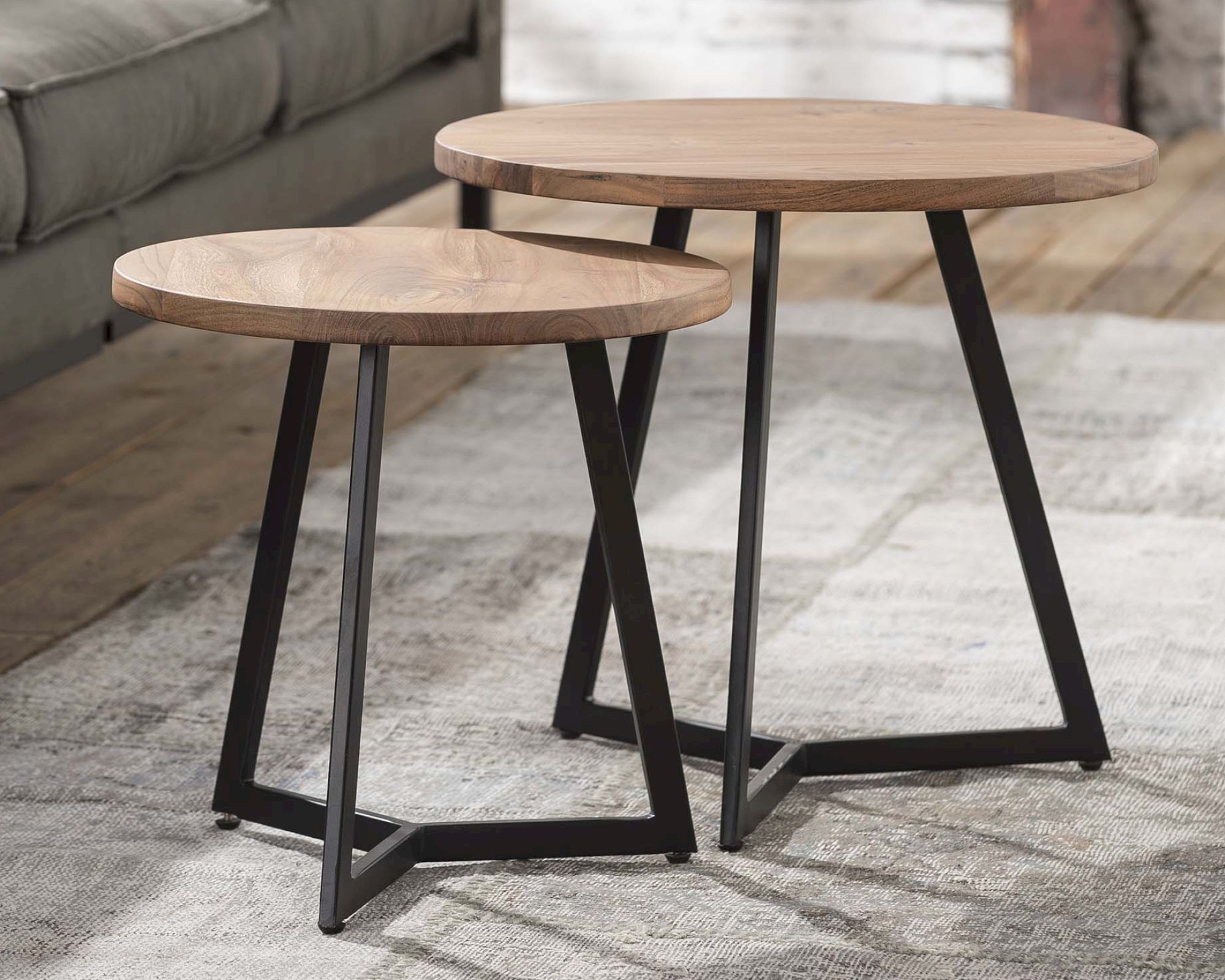 designline »Verdi« Massivholz Beistelltisch im 2er-Set Akazie