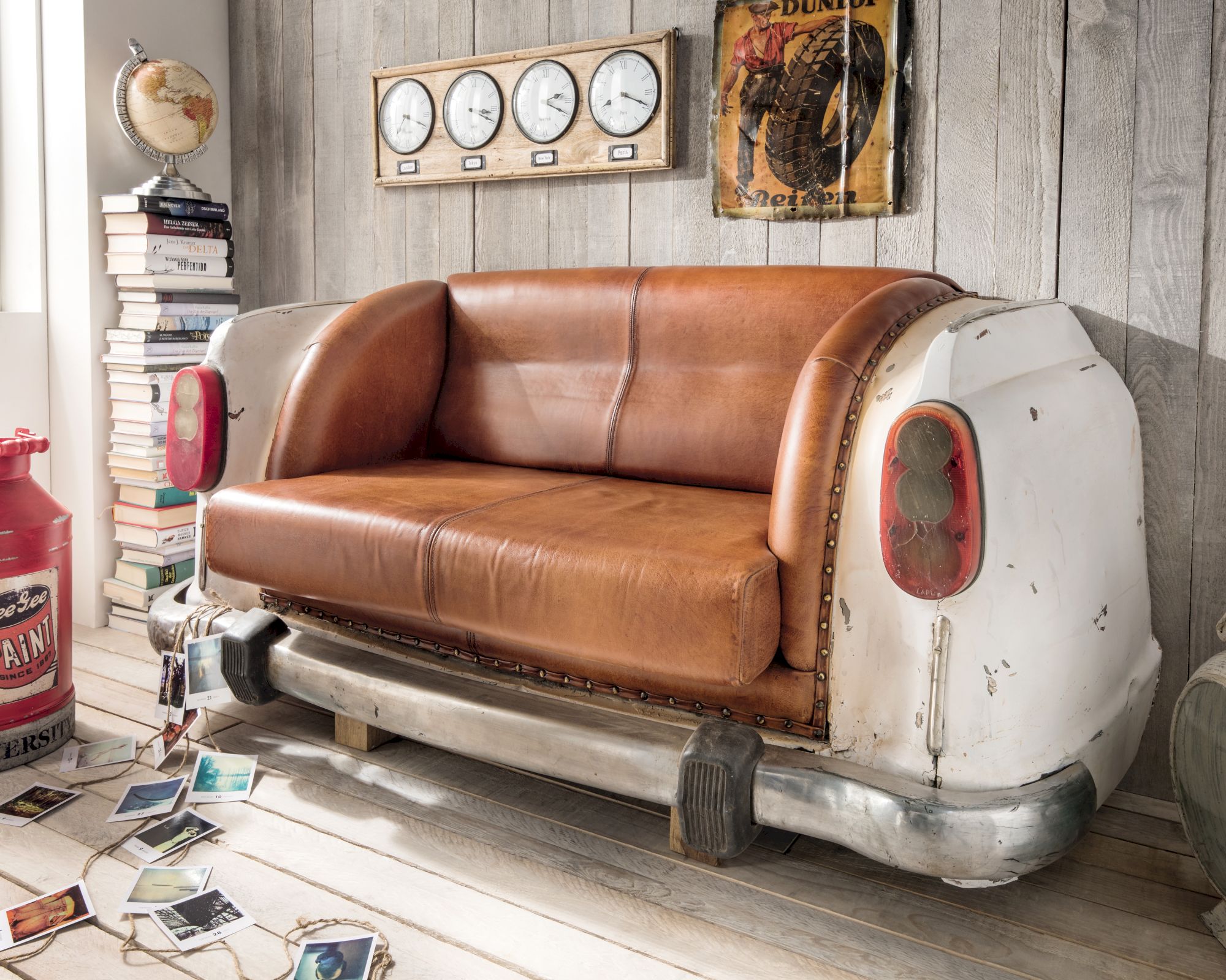 die Faktorei »Ambassador« Original Autosofa mit Leder-Polsterung