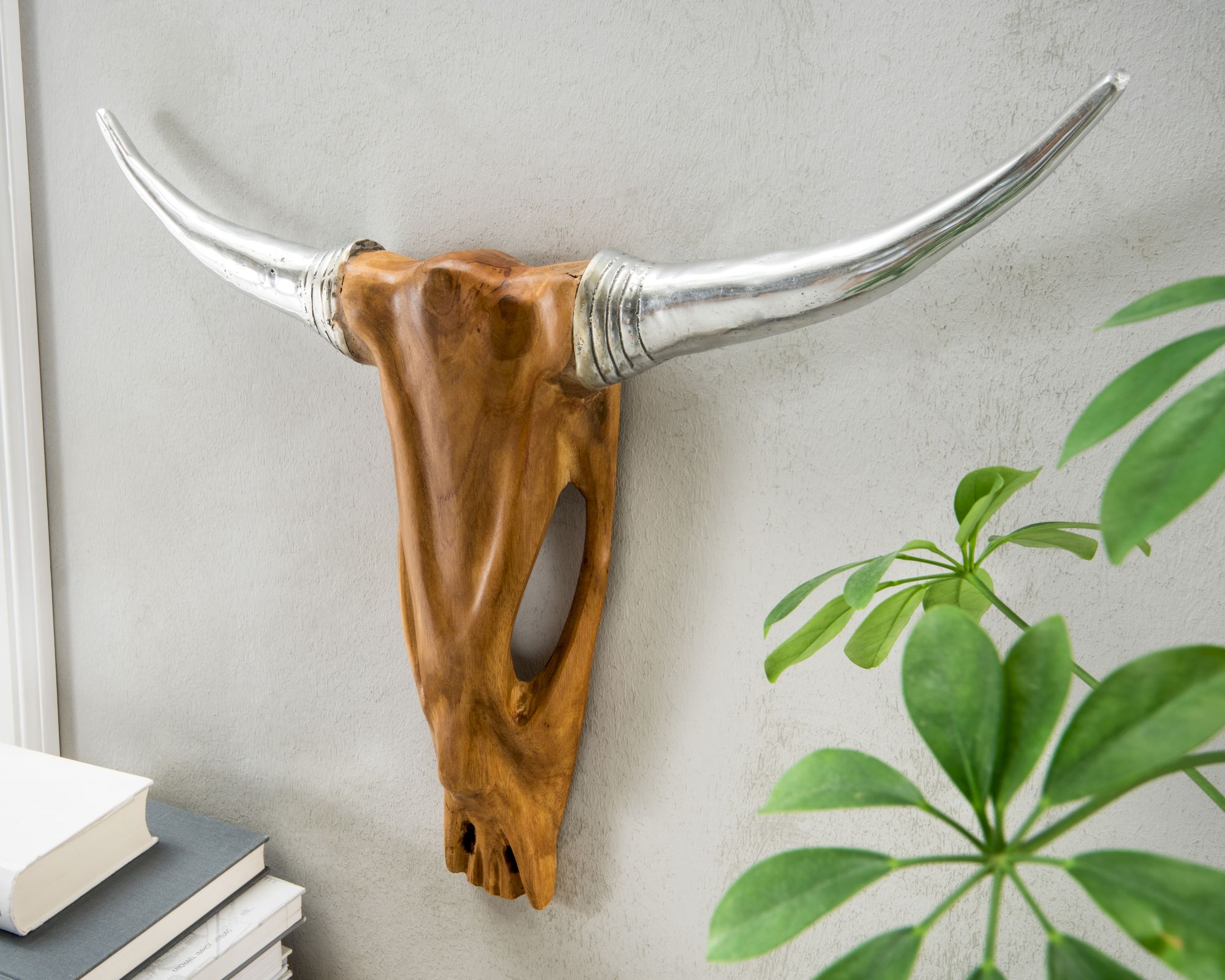 die Faktorei »Cow« Deko-Schädel Teakholz & Aluminium