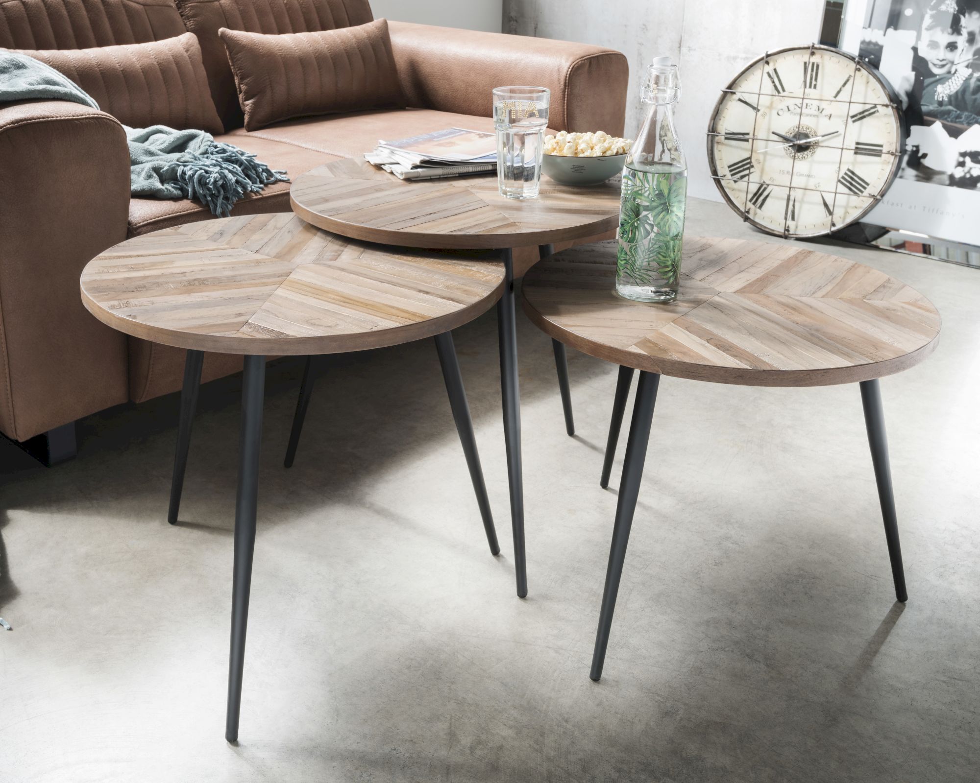 die Faktorei »Family« Couchtisch 3er Set aus Teakholz