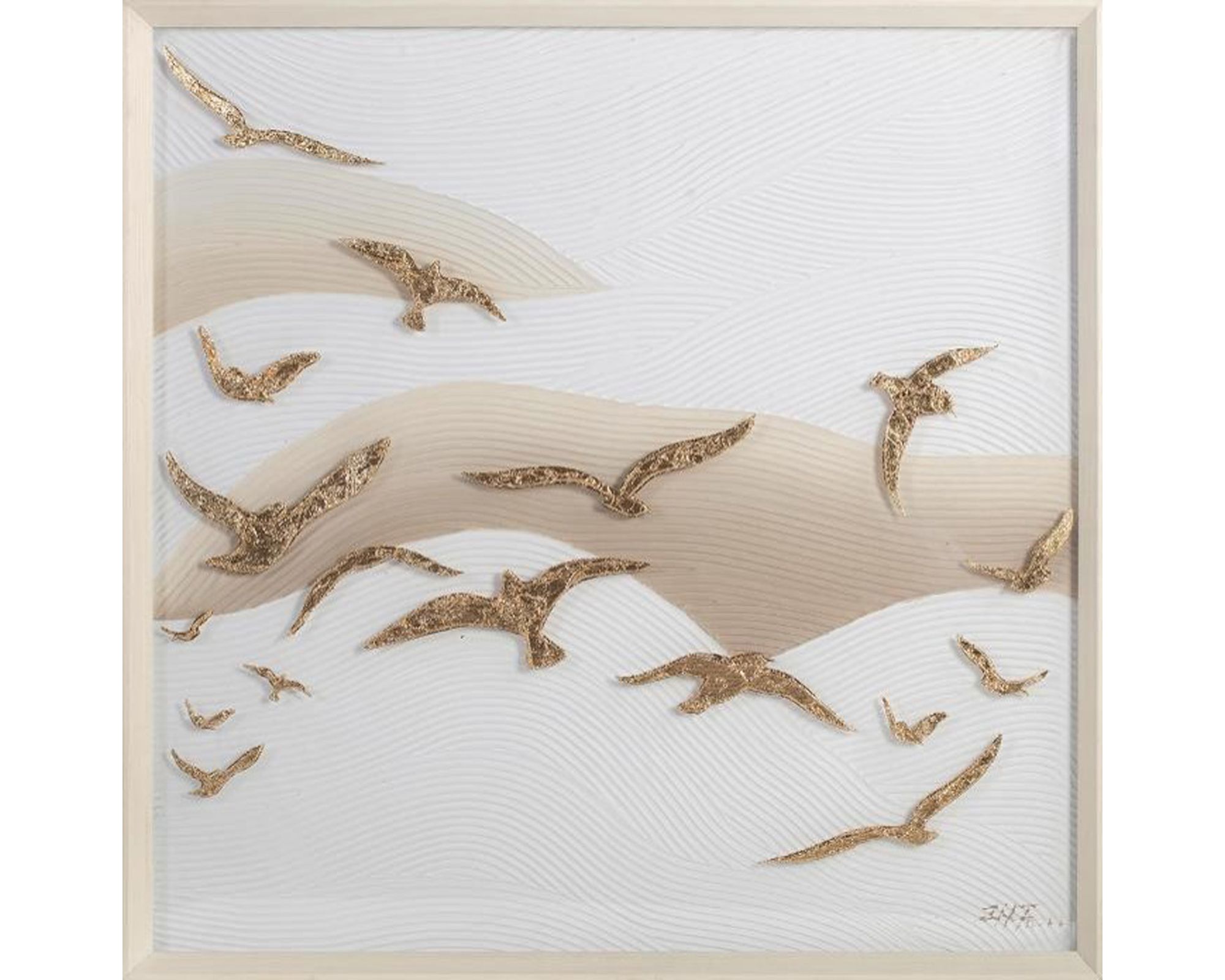 die Faktorei »Golden Birds« Wandbild 104x104 cm