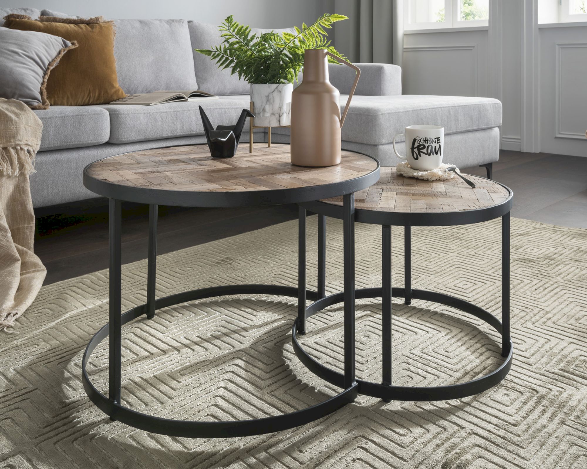 die Faktorei »Happy I« Couchtisch 2er-Set recyceltes Teakholz