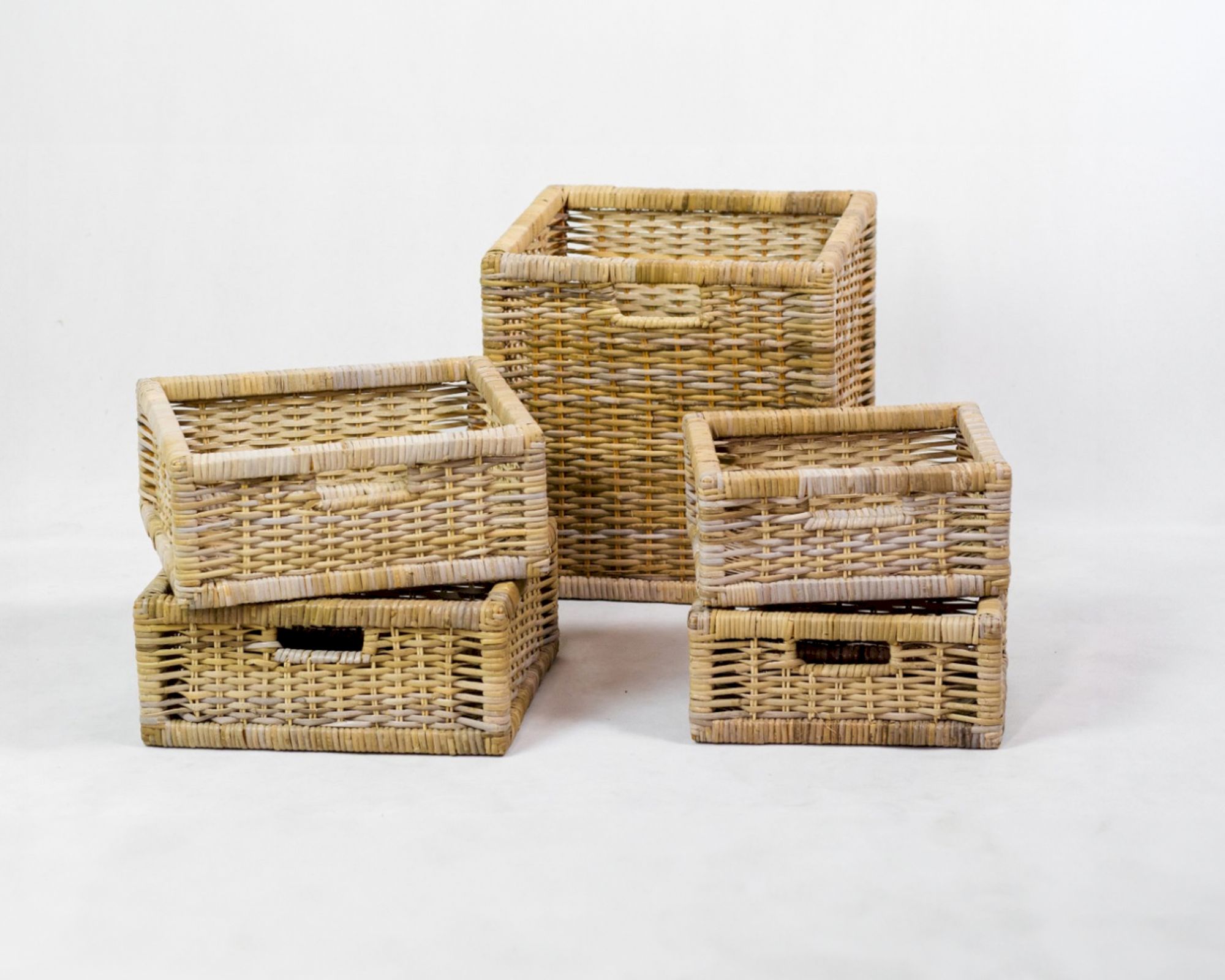 die Faktorei »Java-G« Korb-Set eckig 5-teilig Rattan grau