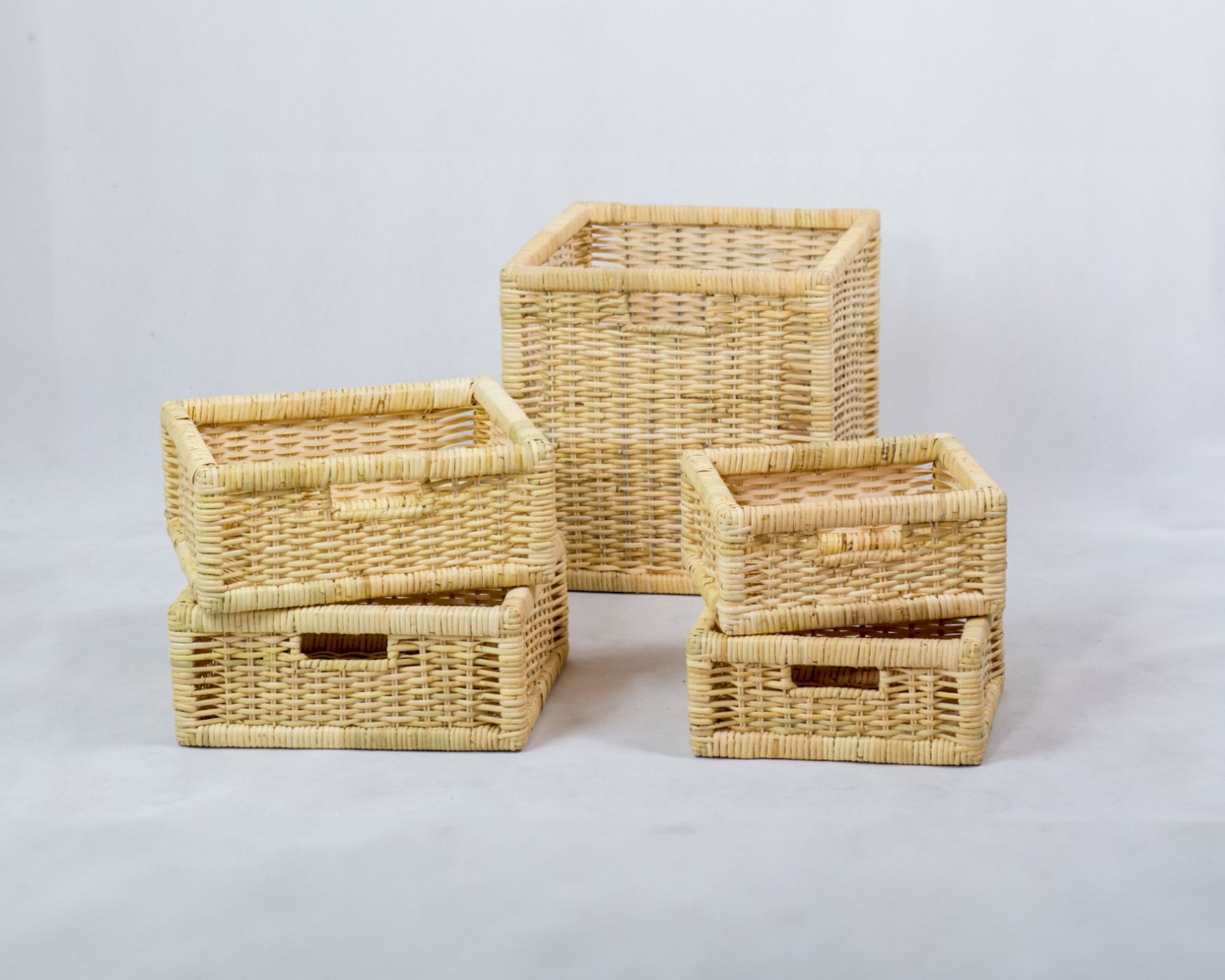 die Faktorei »Java-H« Korb-Set eckig 5-teilig Rattan honigfarben