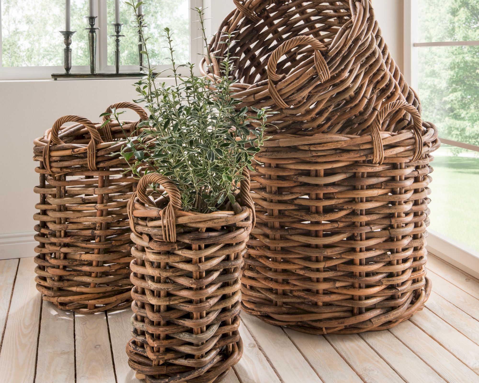 die Faktorei »Kuta« Jumbo-Rattan-Korbset 4-teilig Kubu Rattan white wash