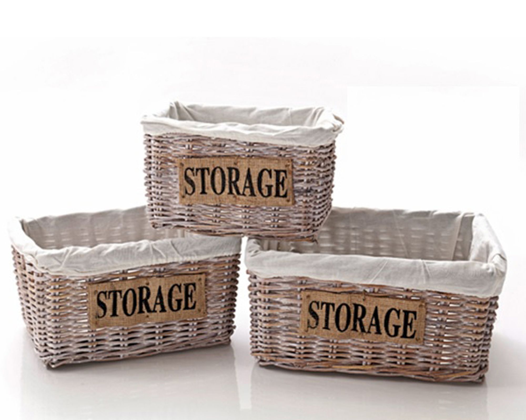 die Faktorei »Rattan« Aufbewahrungs-Korbset 3-teilig Kubu Rattan white wash