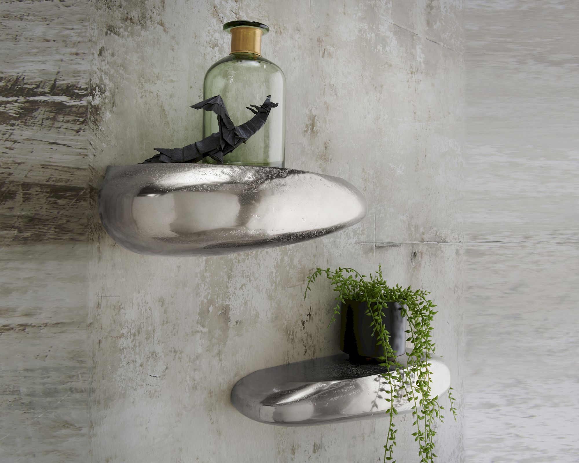 die Faktorei »Stone« Wandregal I vernickelt 43x19 cm