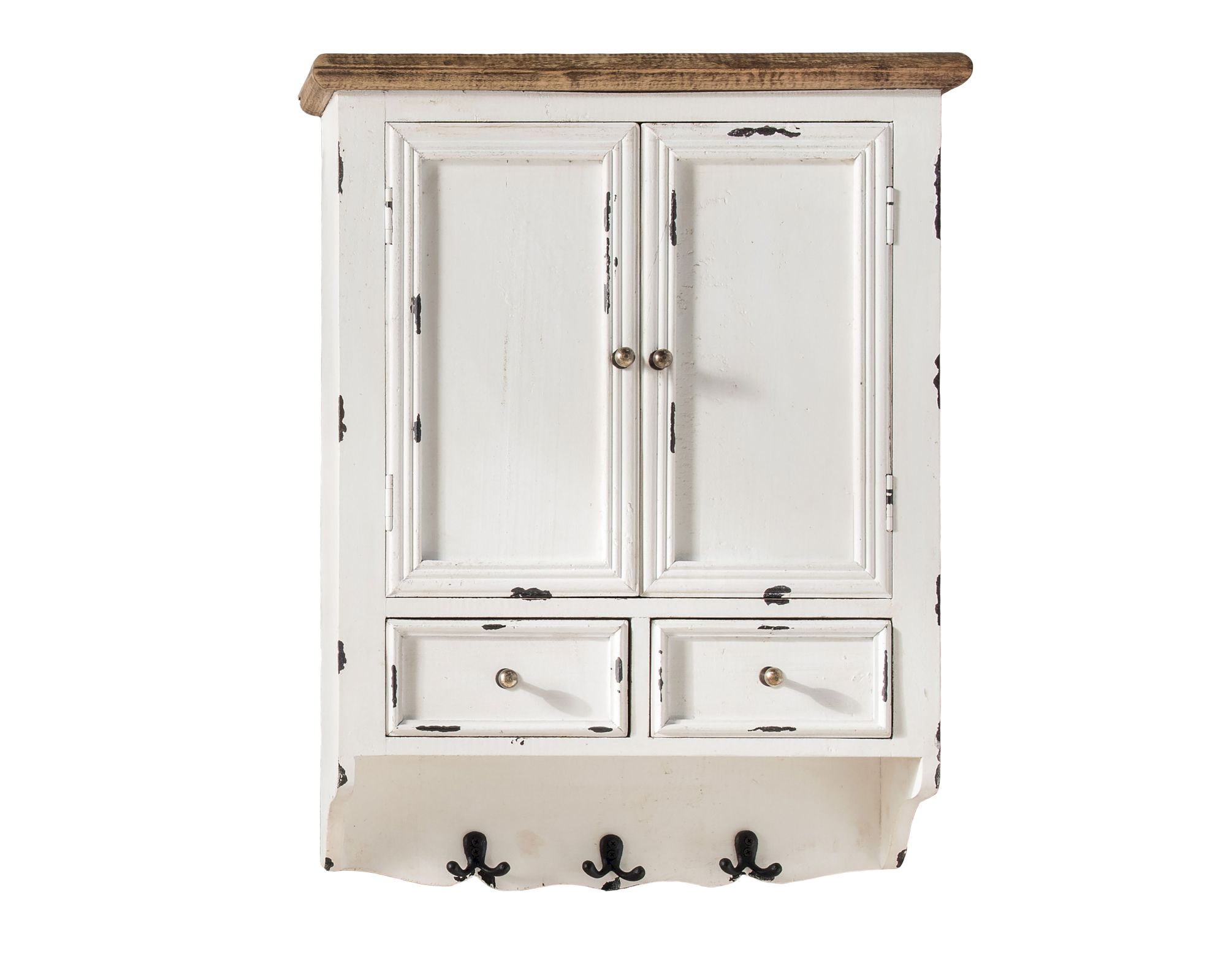 die Faktorei »Vintage« Wandschrank White 2 Schubfächer, 3 Haken, 2 Türen