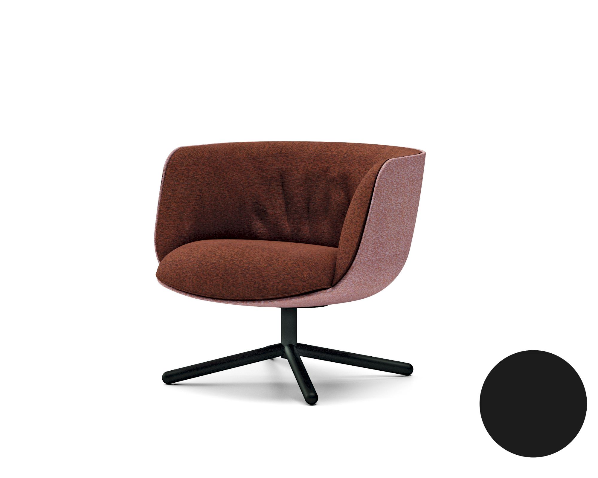 infiniti »BOMBOM« Designer-Drehsessel Dreh-Gestell / AC31 Schwarz matt lackiert / PT10 nougat / PT13 pfeffer