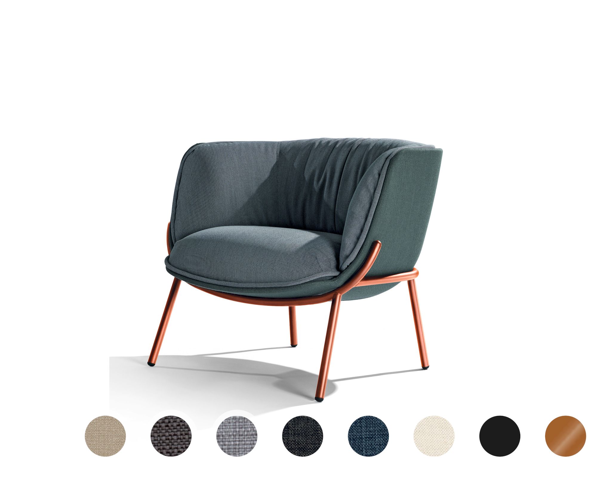 infiniti »BOMBOM« Designer-Sessel 4-Fuss / AC31 Schwarz matt lackiert / FL 408 sand / FL100 chiarograu